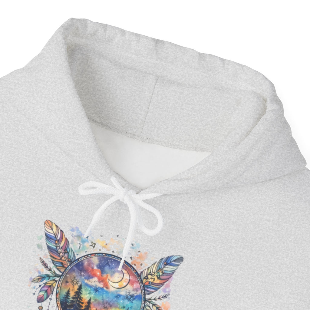Nature Dreamcatcher Hoodie — Colorful Mountain Sunset Graphic