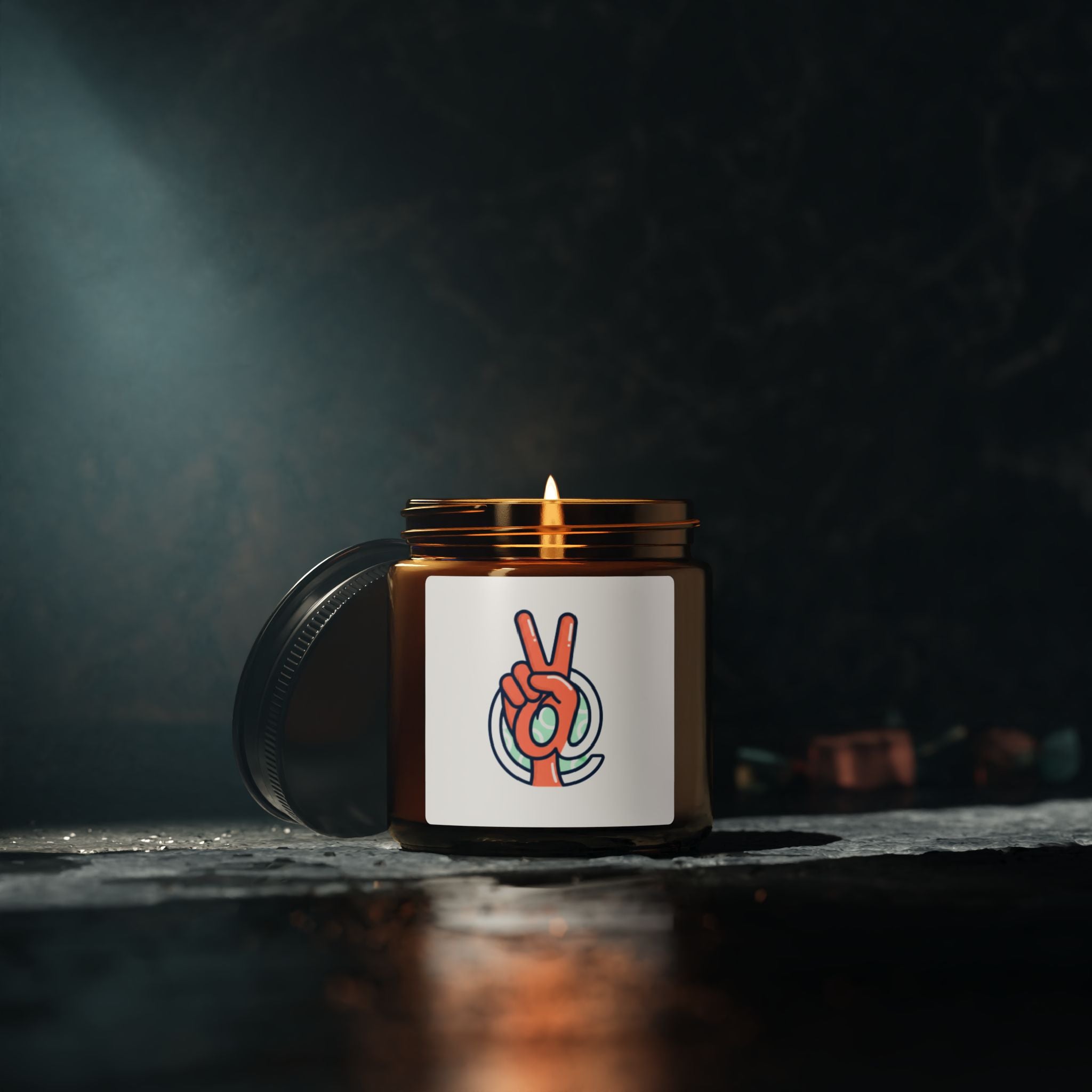 Peace Sign Soy Candle — Amber Jar Scented Candle (Multi-Size)