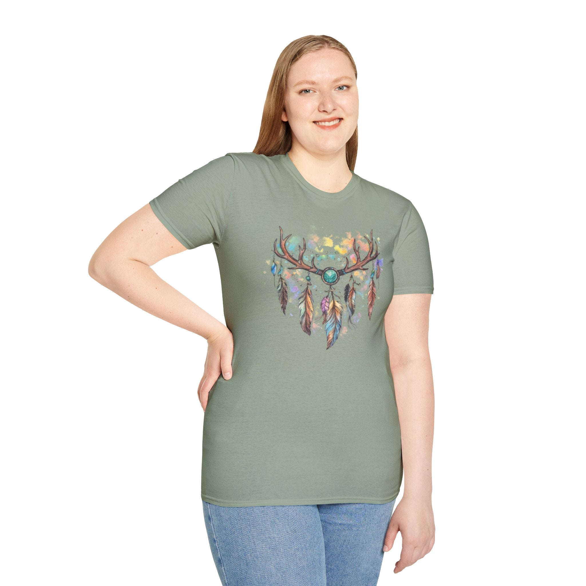 Boho Antler Dreamcatcher Watercolor T-Shirt
