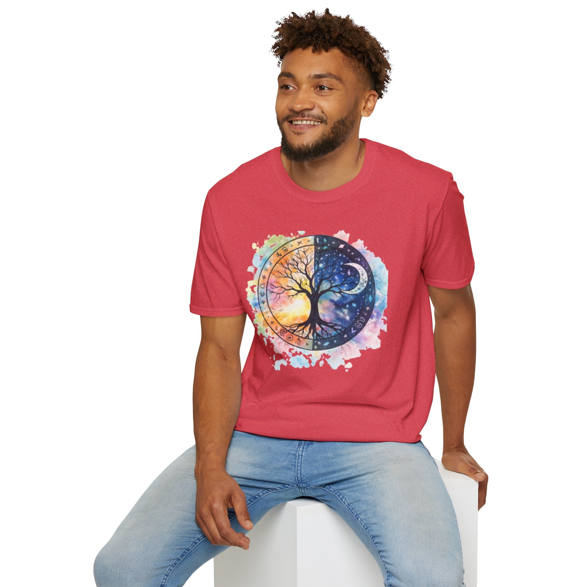 Tree of Life Yin Yang T-Shirt — Watercolor Sun & Moon Graphic Tee