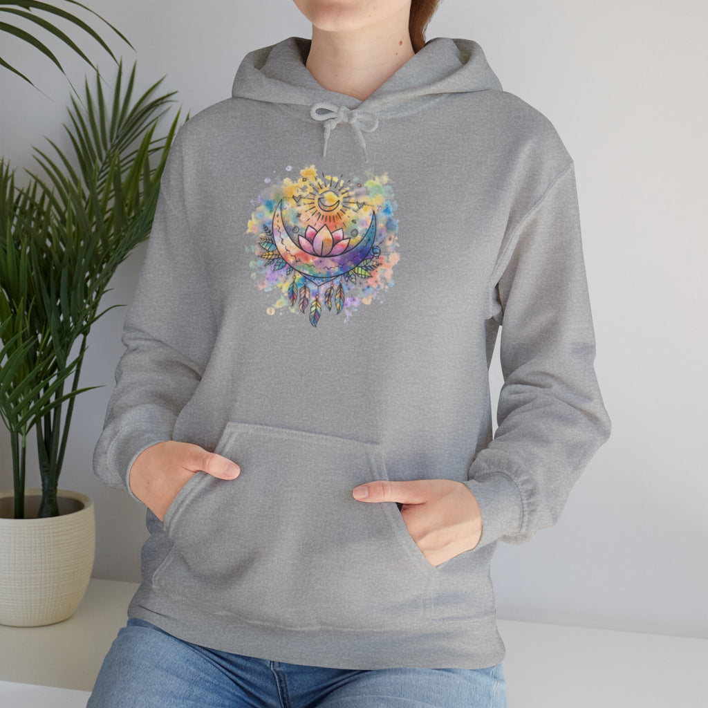 Lotus Watercolor Hoodie – Boho Spiritual Yoga Sweatshirt