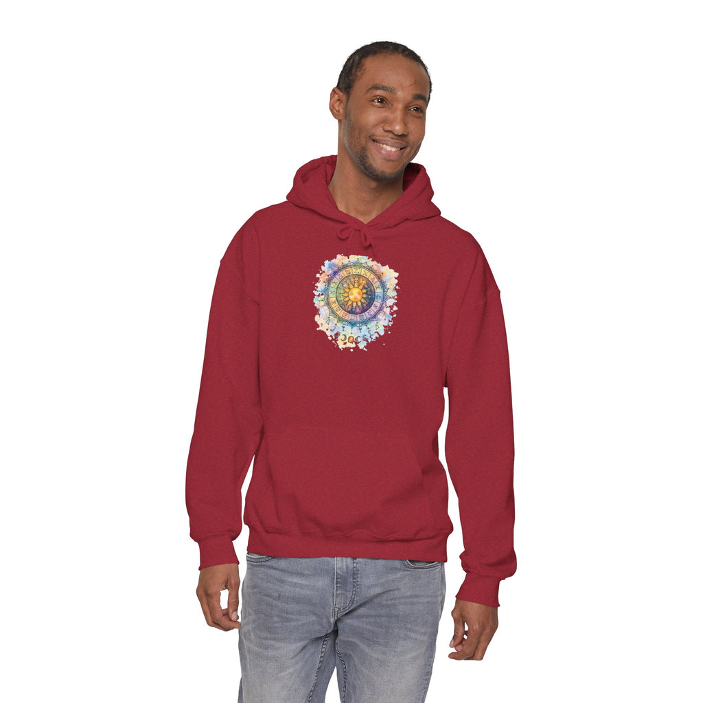 Astrology Compass Hoodie — Boho Tie-Dye Mandala Graphic