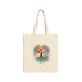 Rainbow Heart Tree Tote Bag | Cotton Canvas Tote, Boho Nature Design