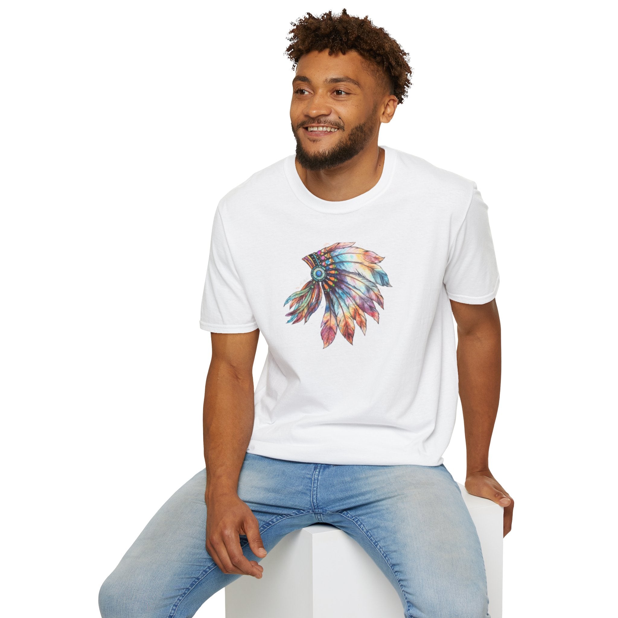 Native American Watercolor Headdress T-Shirt