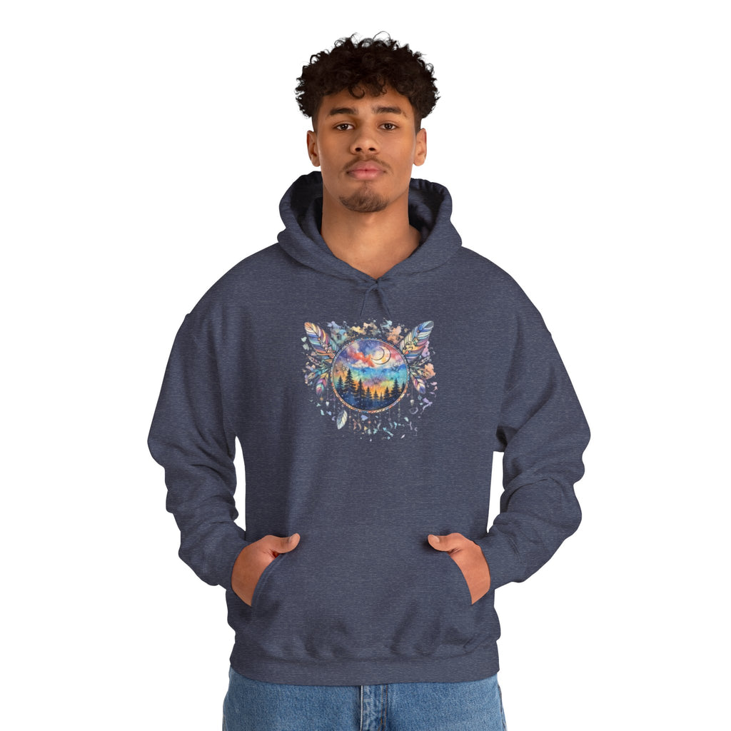 Nature Dreamcatcher Hoodie — Colorful Mountain Sunset Graphic