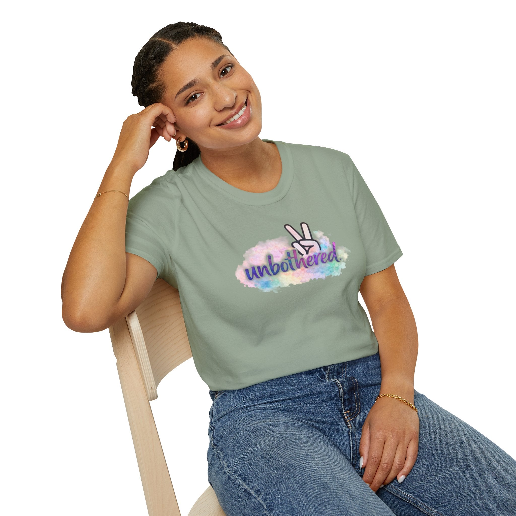 Unbothered Peace Sign T‑Shirt — Colorful Watercolor Graphic Tee
