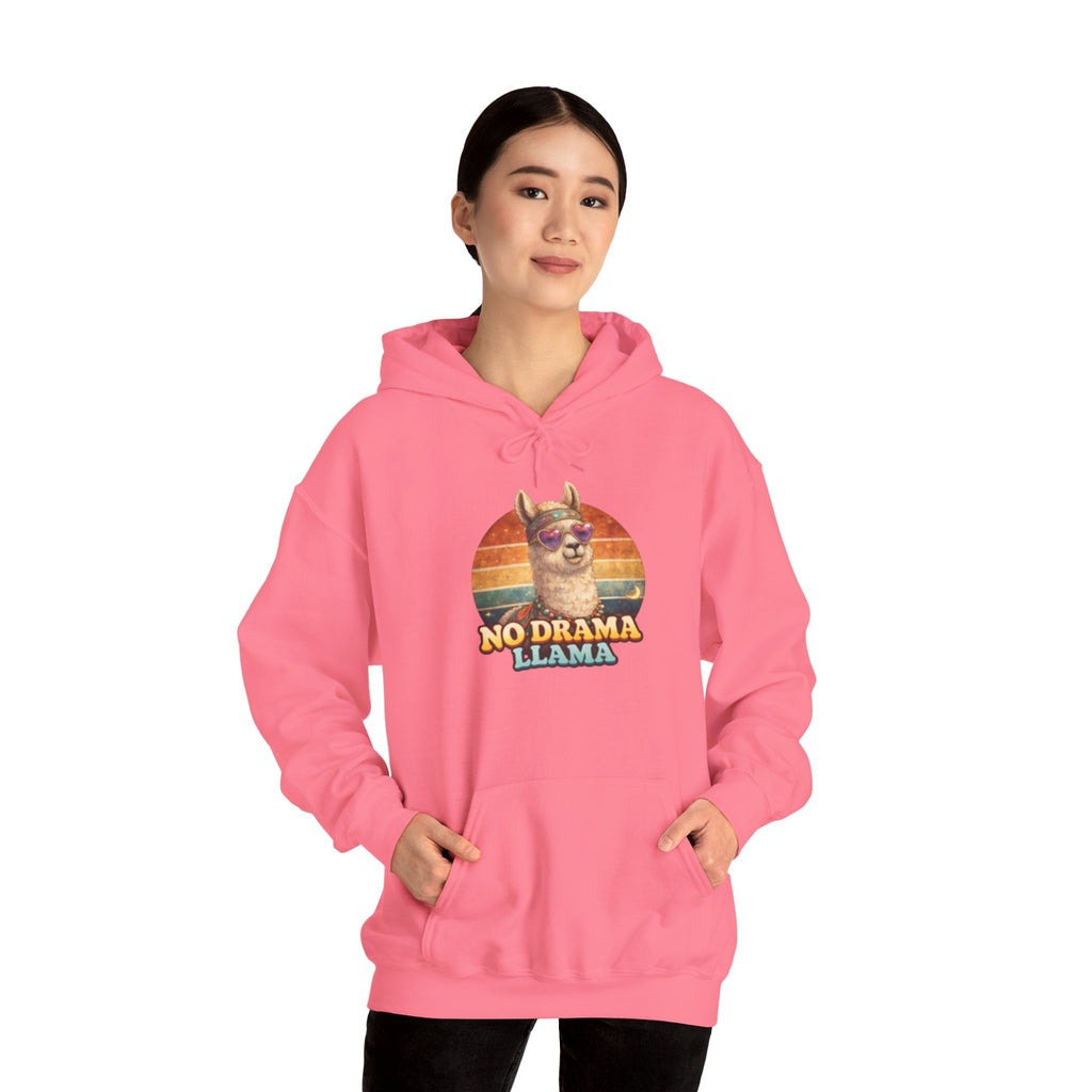 No Drama Llama Hoodie – Retro Sunset Graphic Pullover