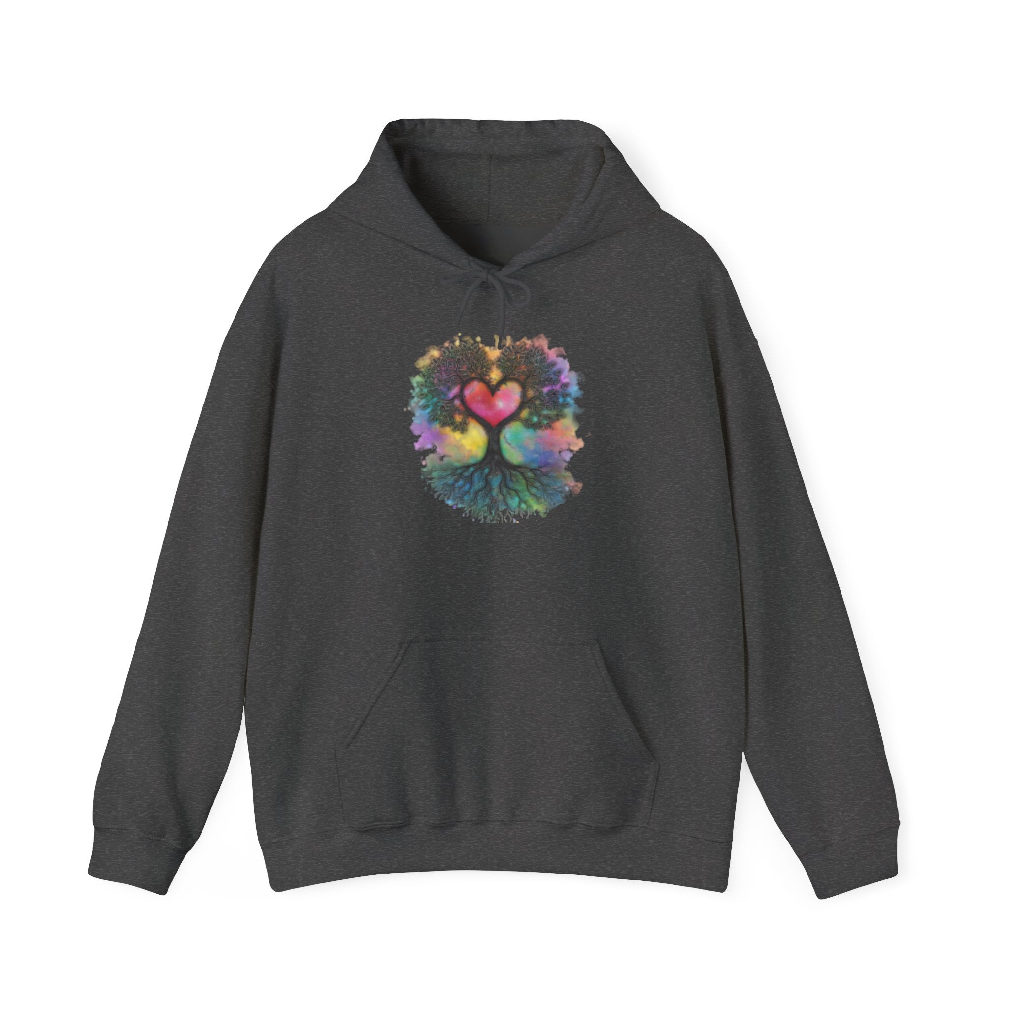 Rainbow Heart Tree Hoodie — Vibrant Spiritual Love Pullover