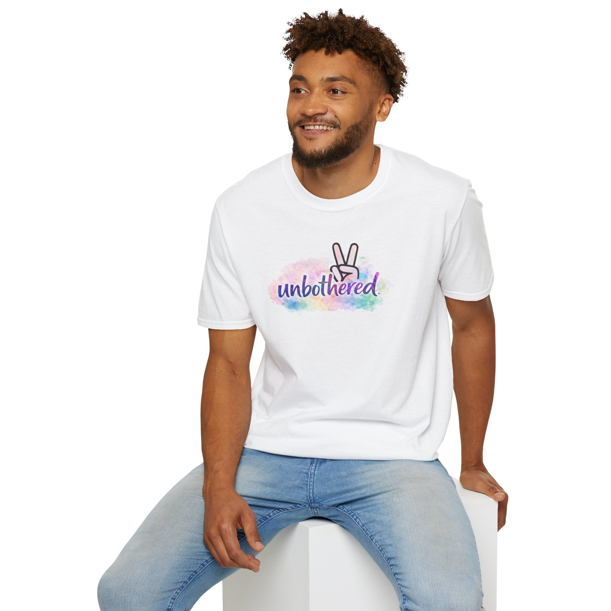 Unbothered Peace Sign T‑Shirt — Colorful Watercolor Graphic Tee