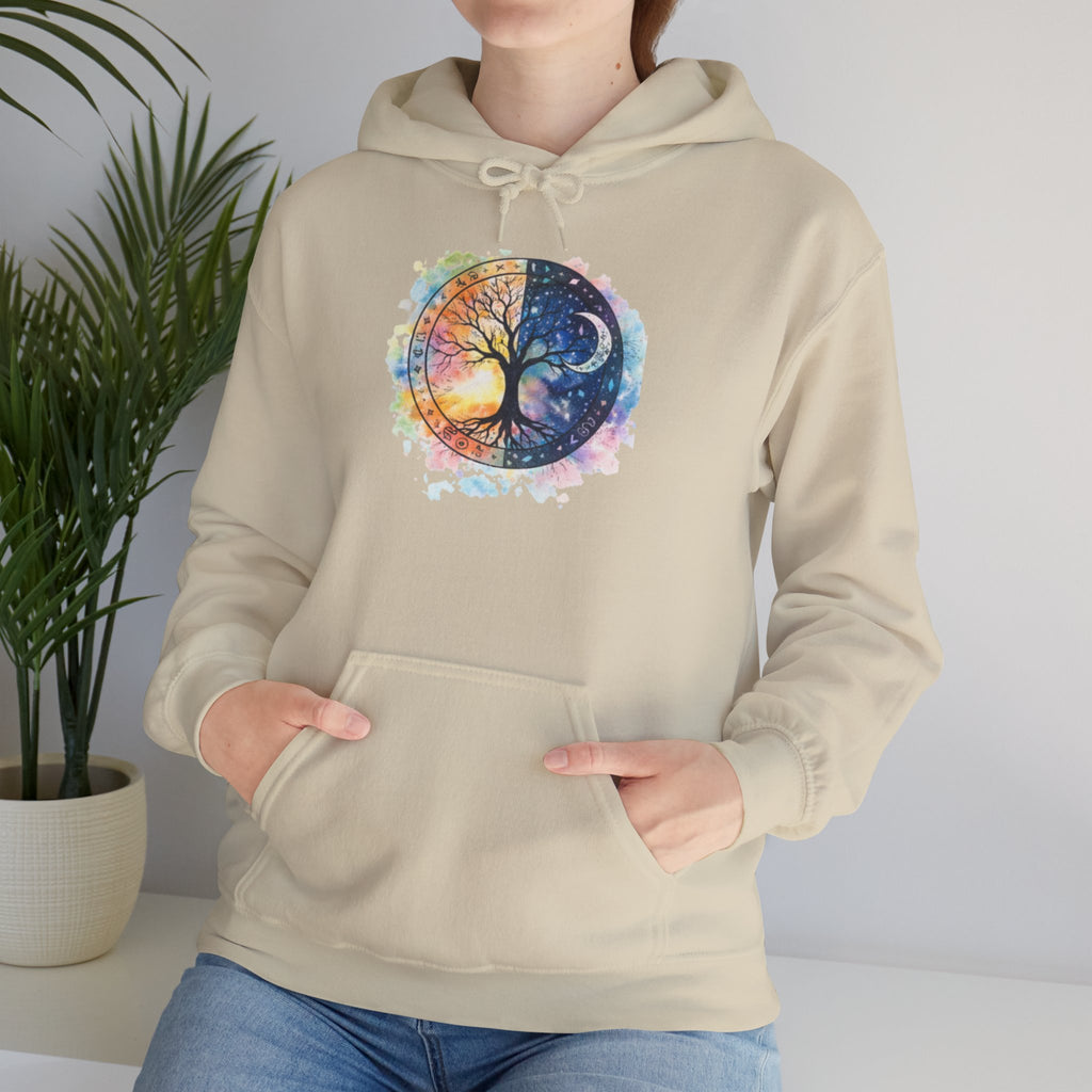 Yin Yang Tree Of Life Hoodie — Colorful Sun & Moon Spiritual Pullover
