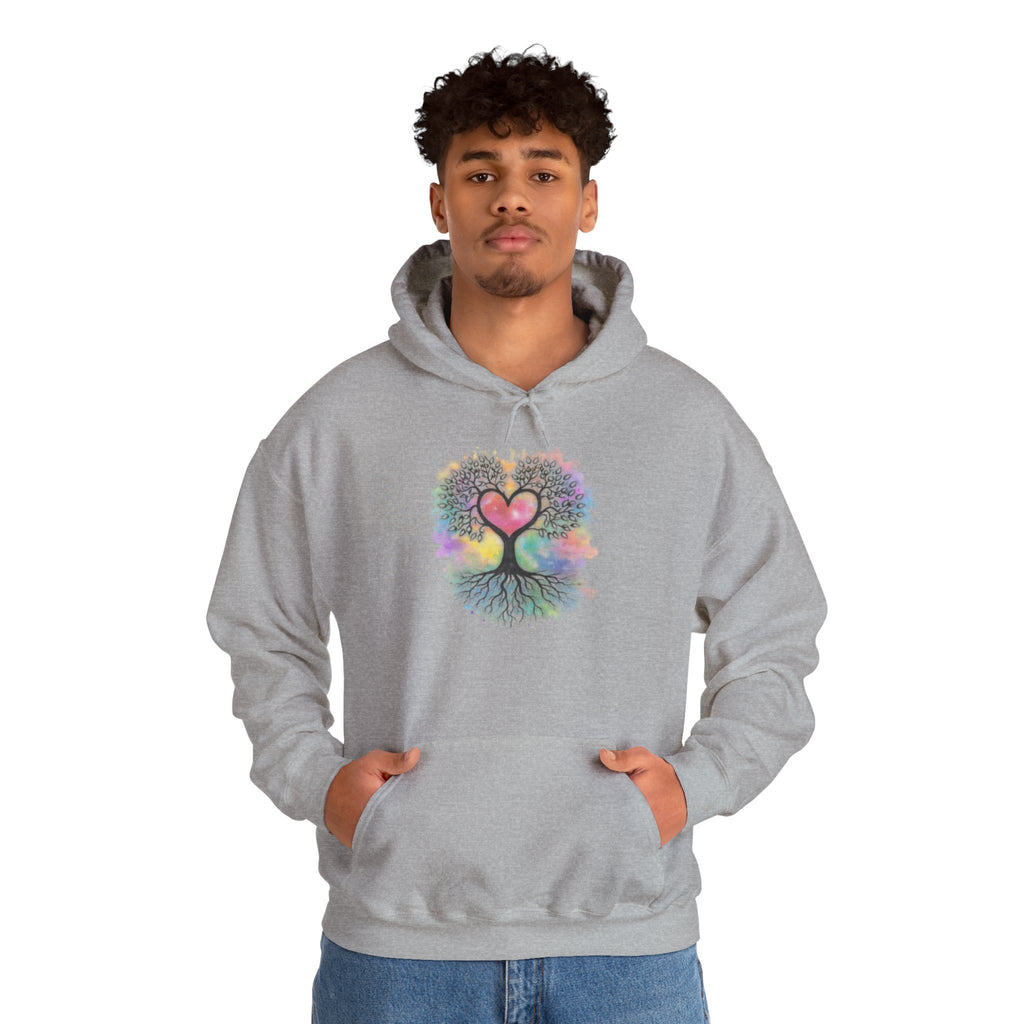 Rainbow Heart Tree Hoodie — Vibrant Spiritual Love Pullover