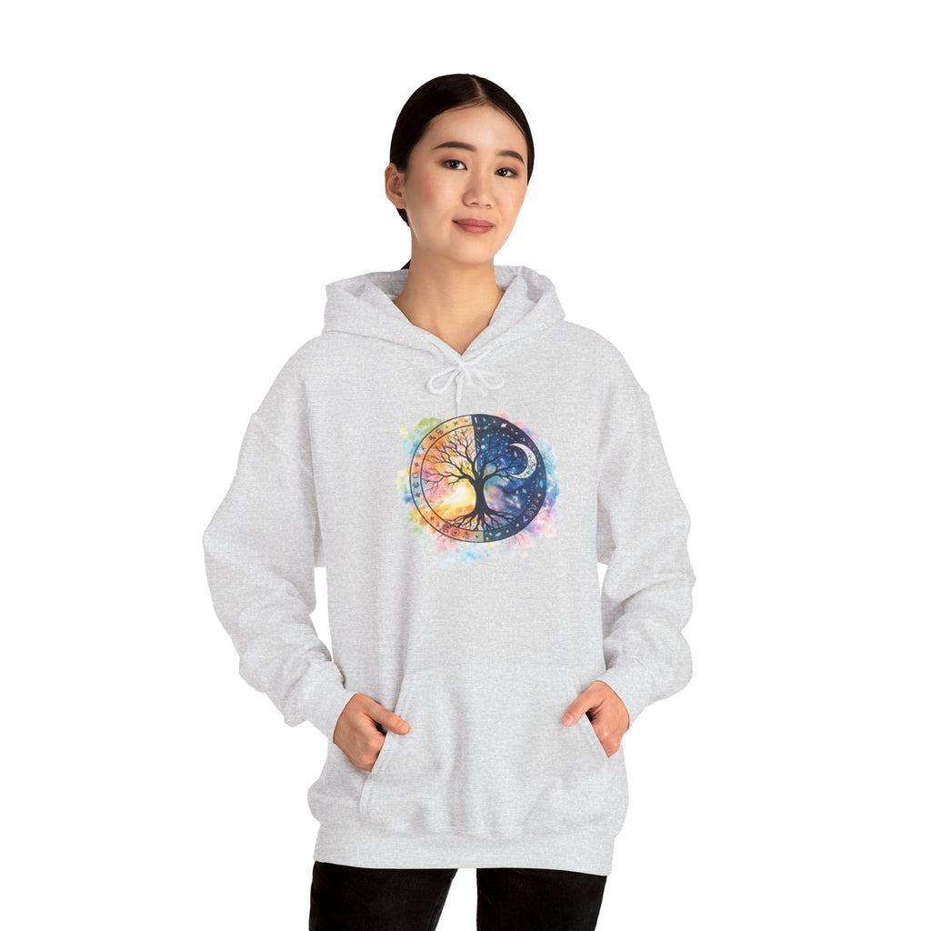 Yin Yang Tree Of Life Hoodie — Colorful Sun & Moon Spiritual Pullover
