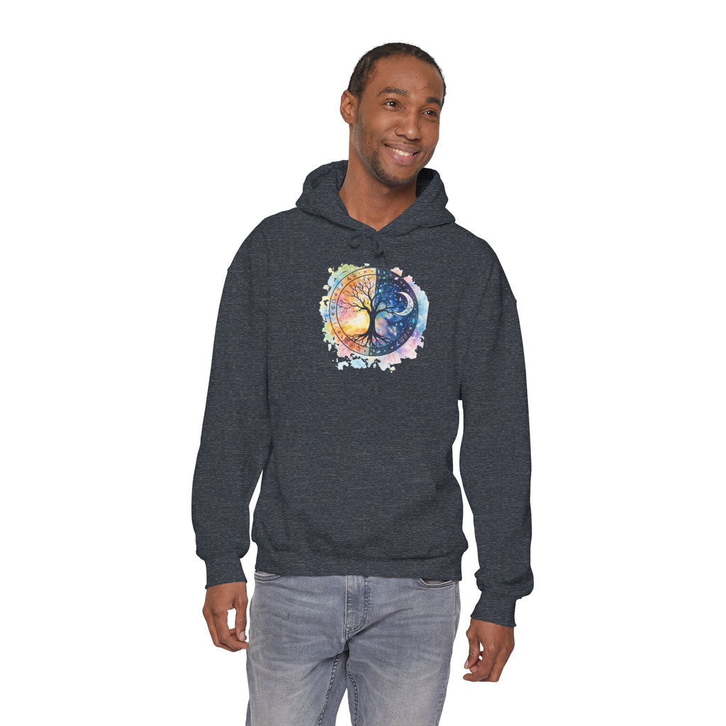 Yin Yang Tree Of Life Hoodie — Colorful Sun & Moon Spiritual Pullover