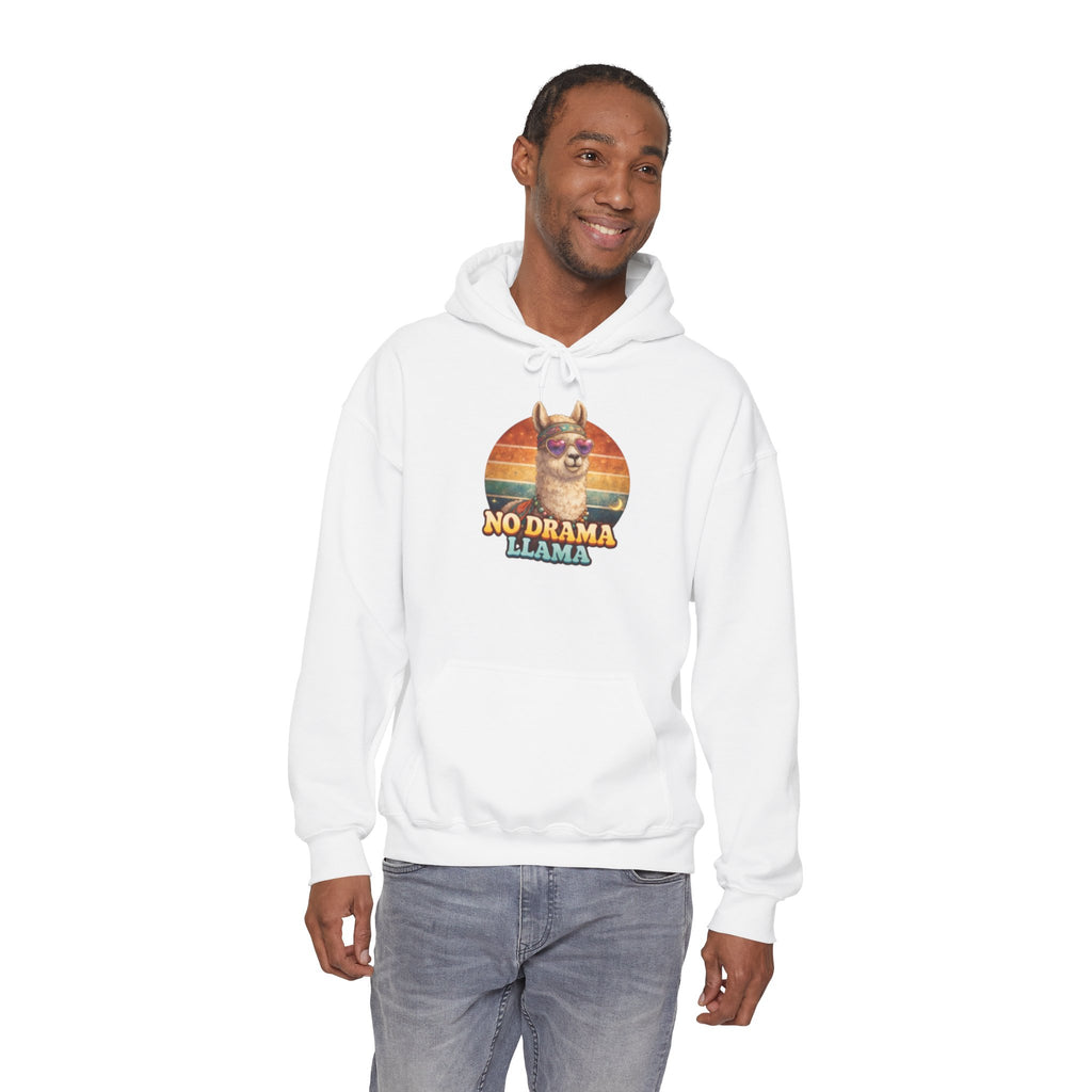 No Drama Llama Hoodie – Retro Sunset Graphic Pullover
