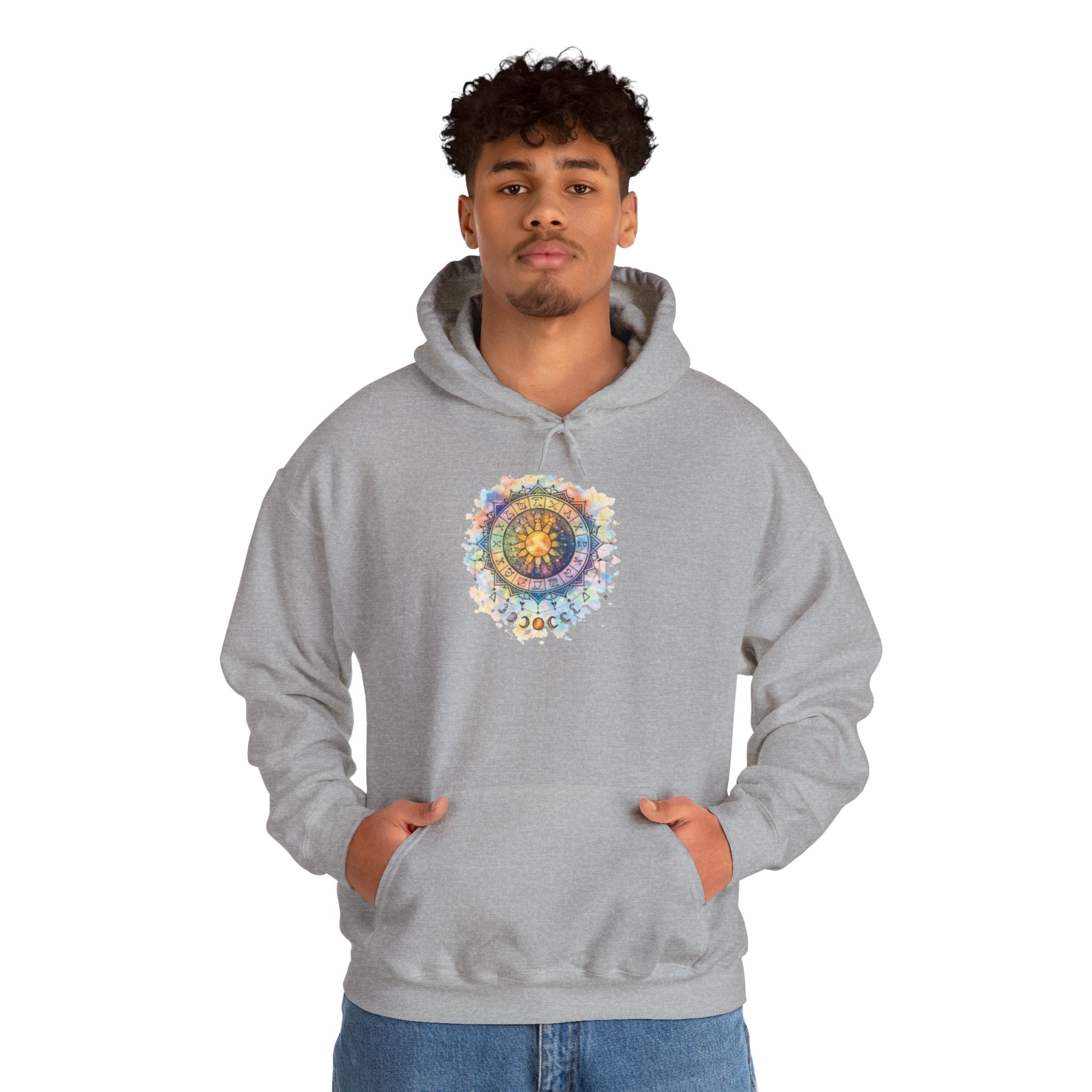 Astrology Compass Hoodie — Boho Tie-Dye Mandala Graphic