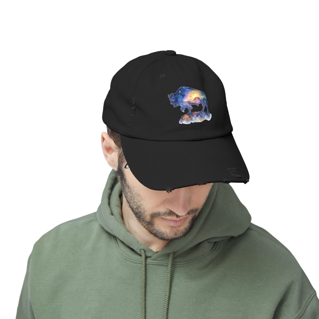 Distressed Bison Hat — Galaxy Sky Bison Cap