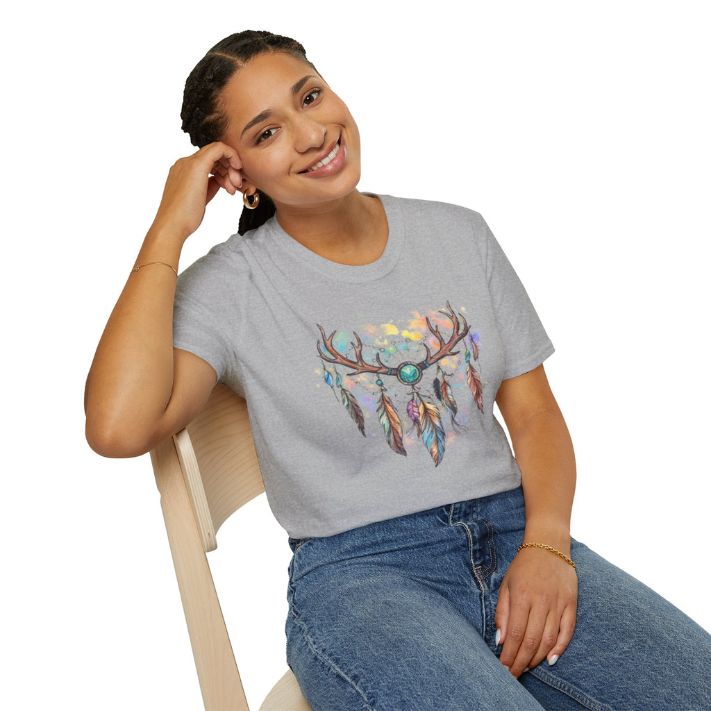 Boho Antler Dreamcatcher Watercolor T-Shirt