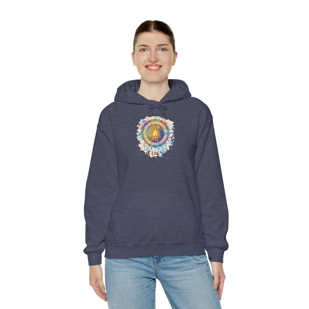 Astrology Compass Hoodie — Boho Tie-Dye Mandala Graphic