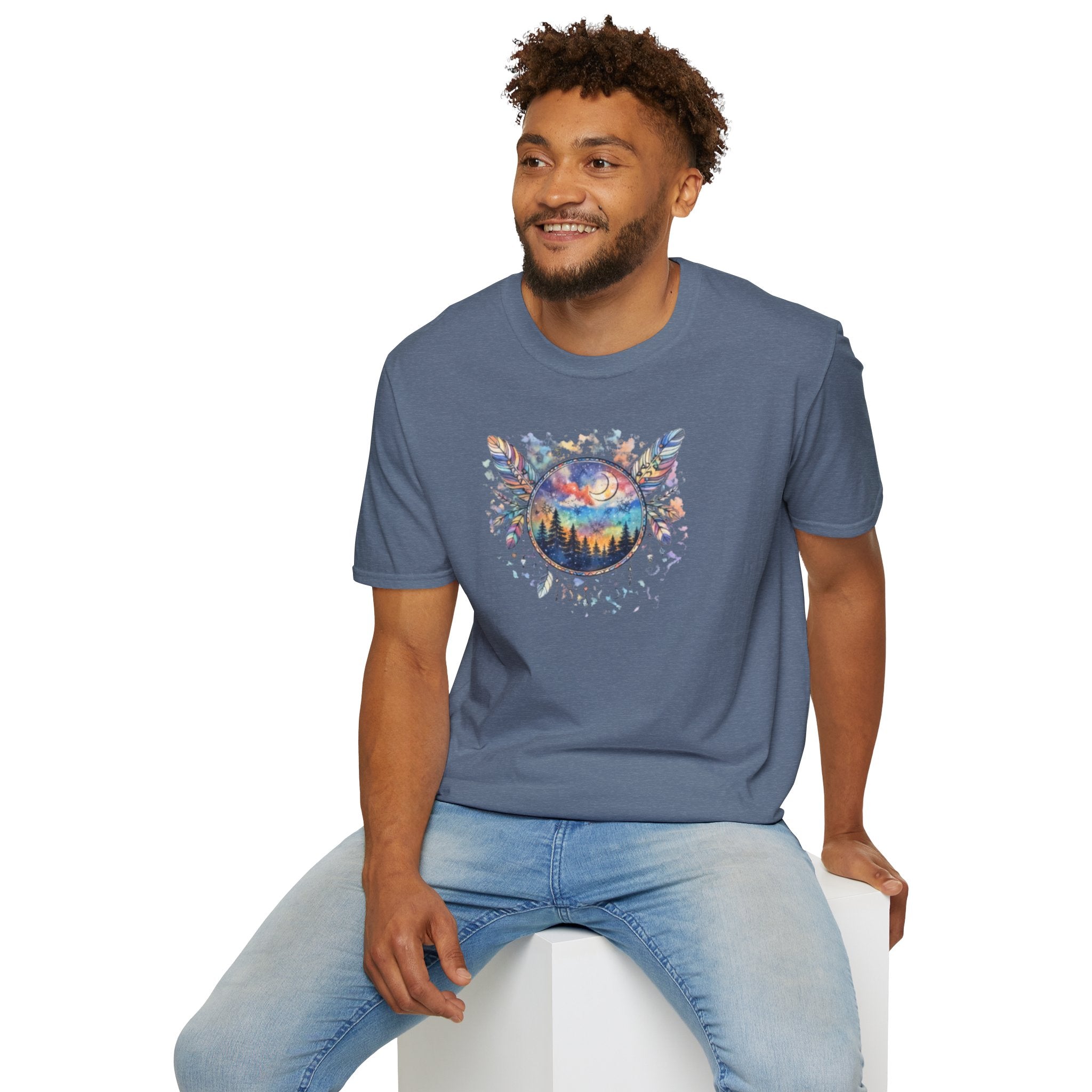 Watercolor Dreamcatcher Sunset T-Shirt — Boho Spiritual Tee