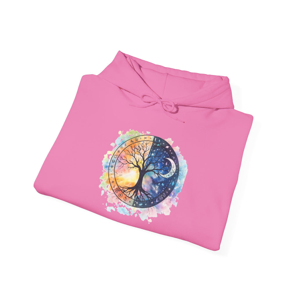 Yin Yang Tree Of Life Hoodie — Colorful Sun & Moon Spiritual Pullover