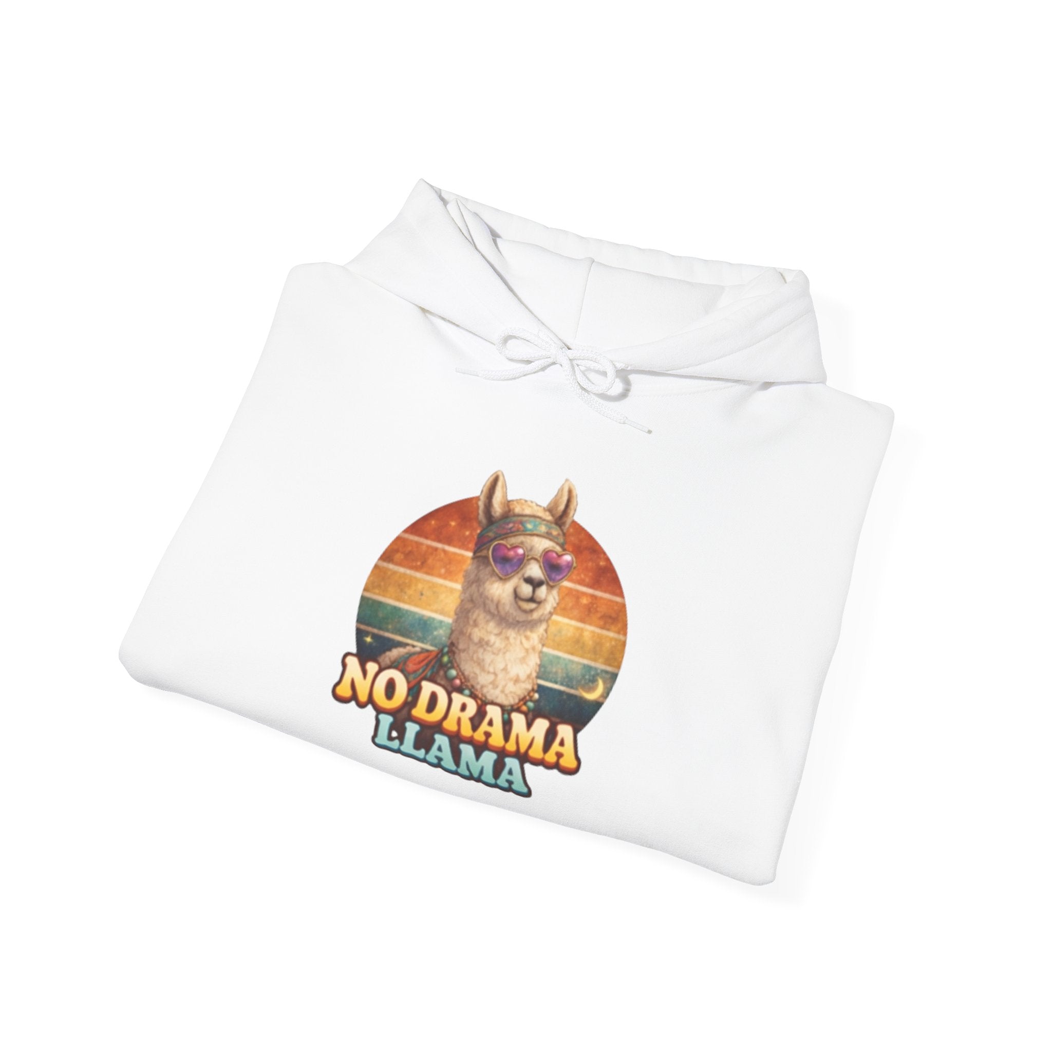 No Drama Llama Hoodie – Retro Sunset Graphic Pullover