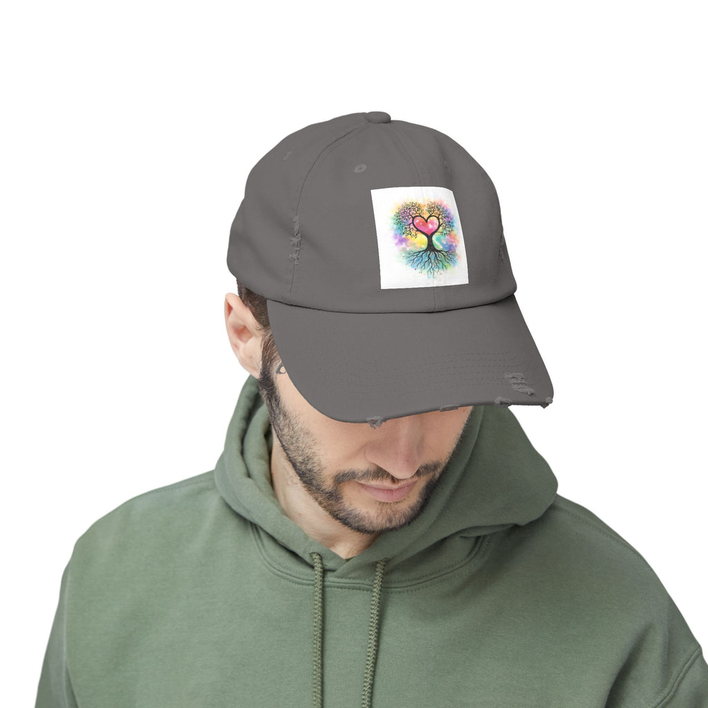 Water color Tree of Life Distressed Hat