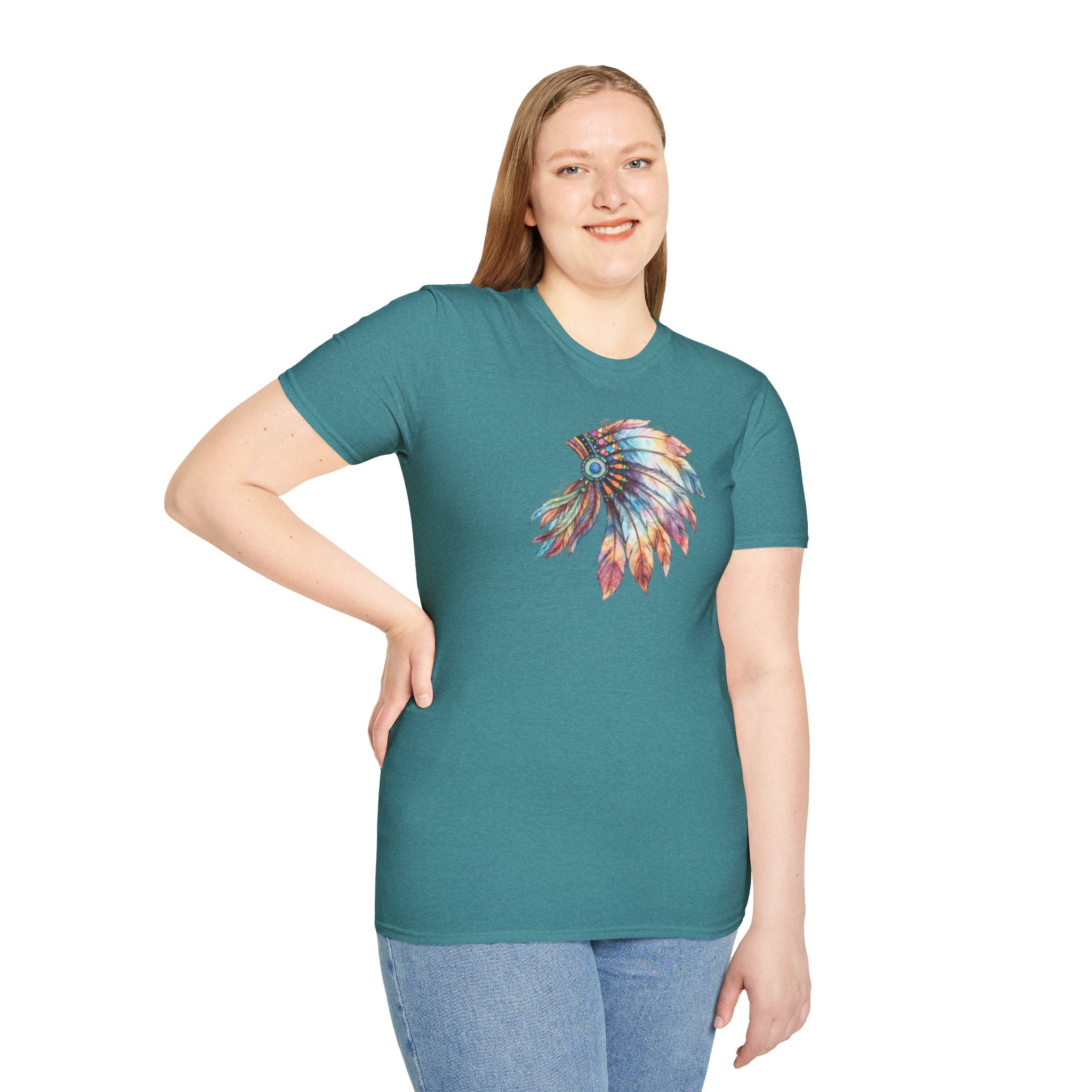 Native American Watercolor Headdress T-Shirt