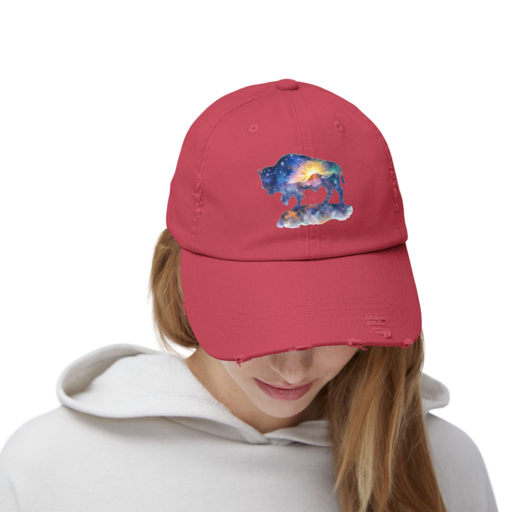 Distressed Bison Hat — Galaxy Sky Bison Cap