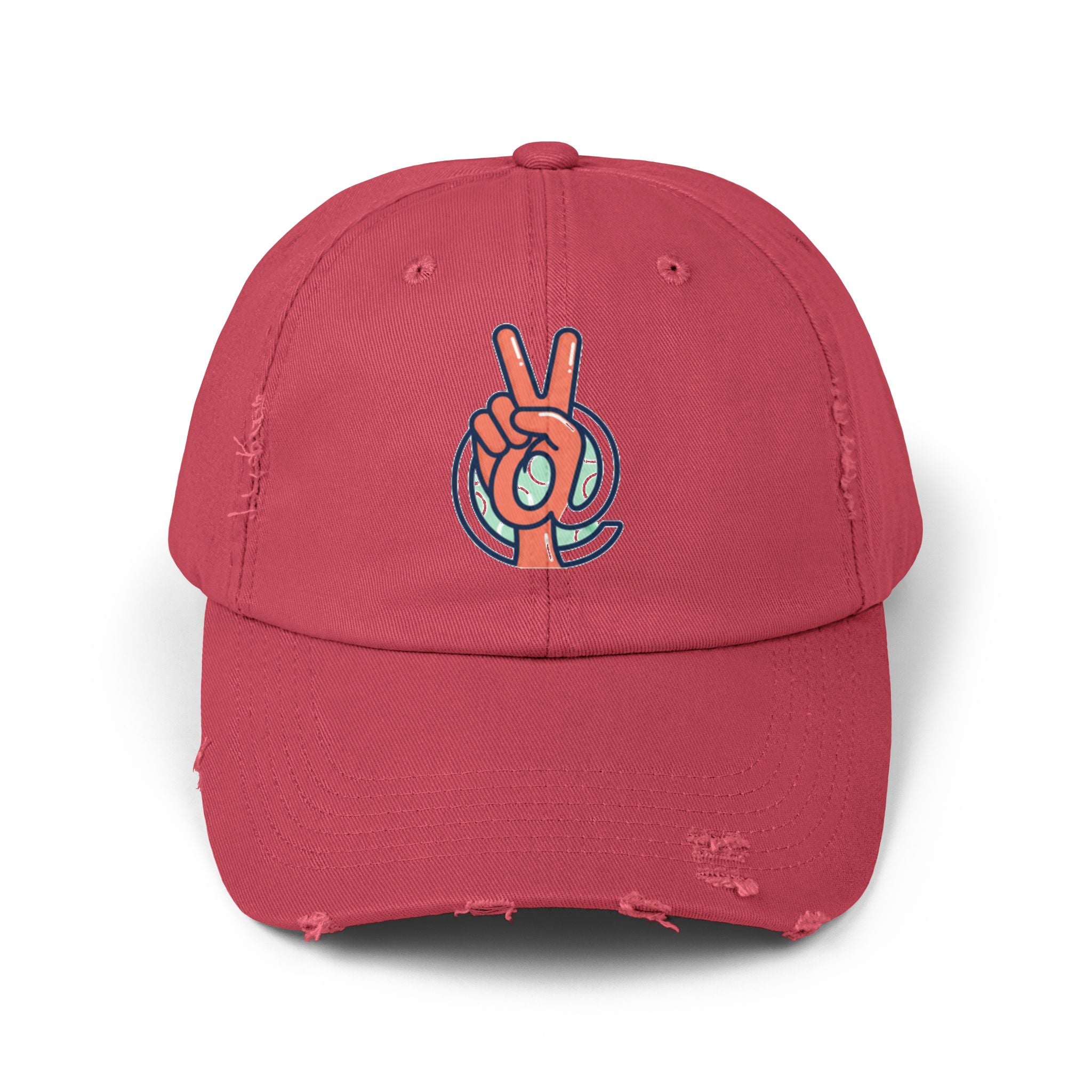 Peace Hand Distressed Cap — Vintage Peace Sign Baseball Hat