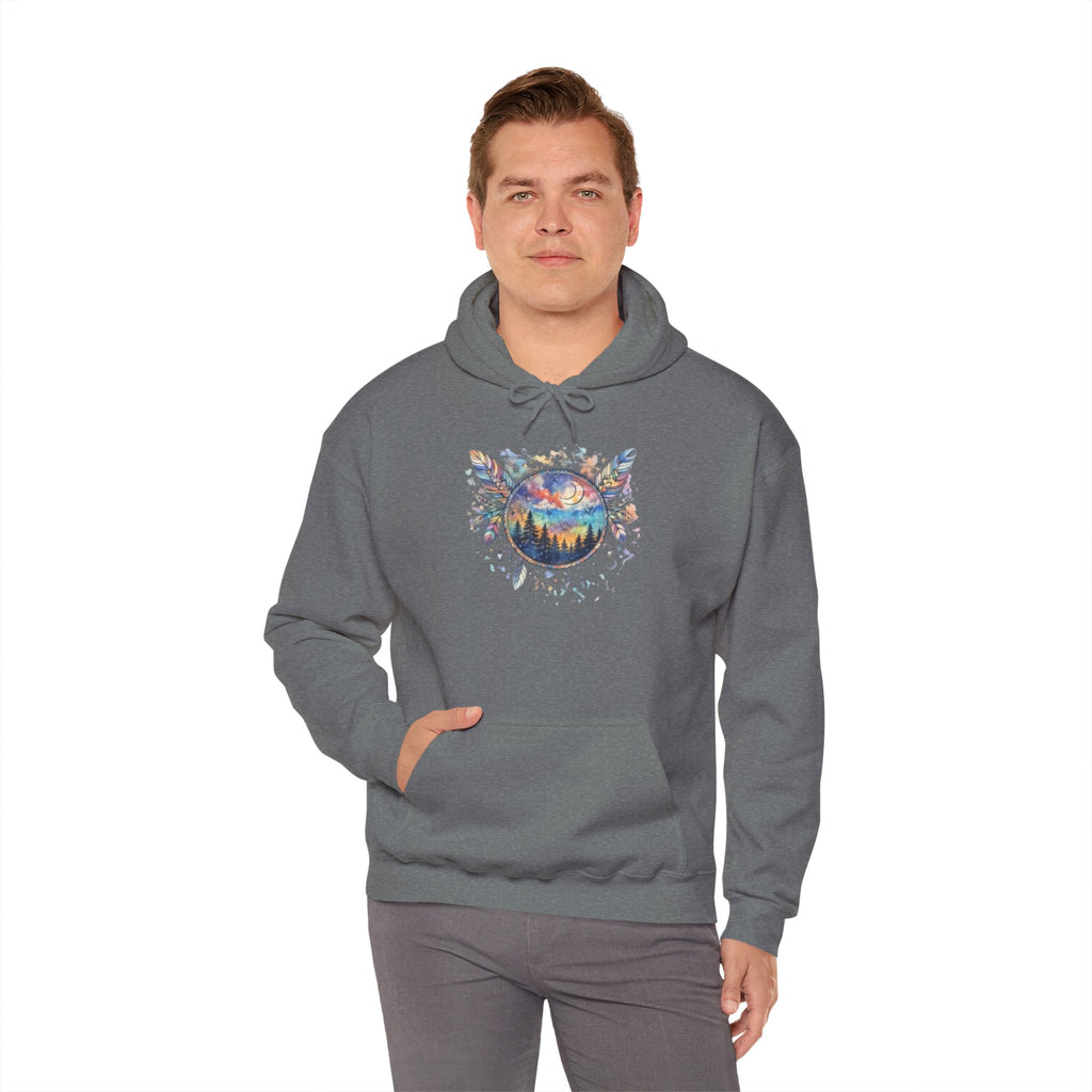 Nature Dreamcatcher Hoodie — Colorful Mountain Sunset Graphic