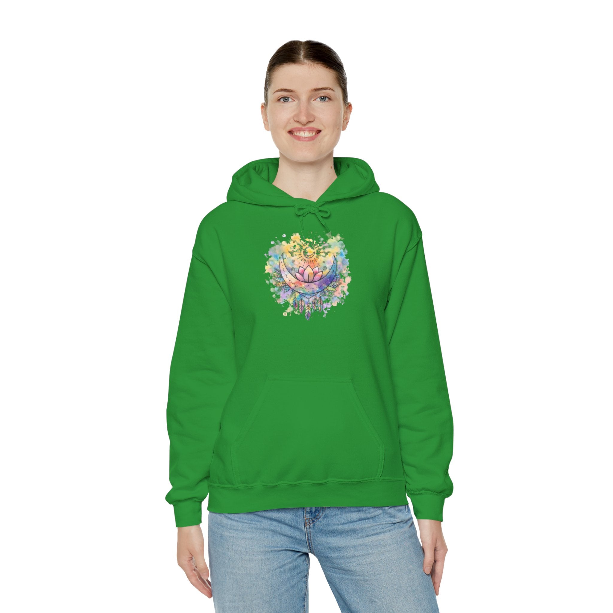 Lotus Watercolor Hoodie – Boho Spiritual Yoga Sweatshirt