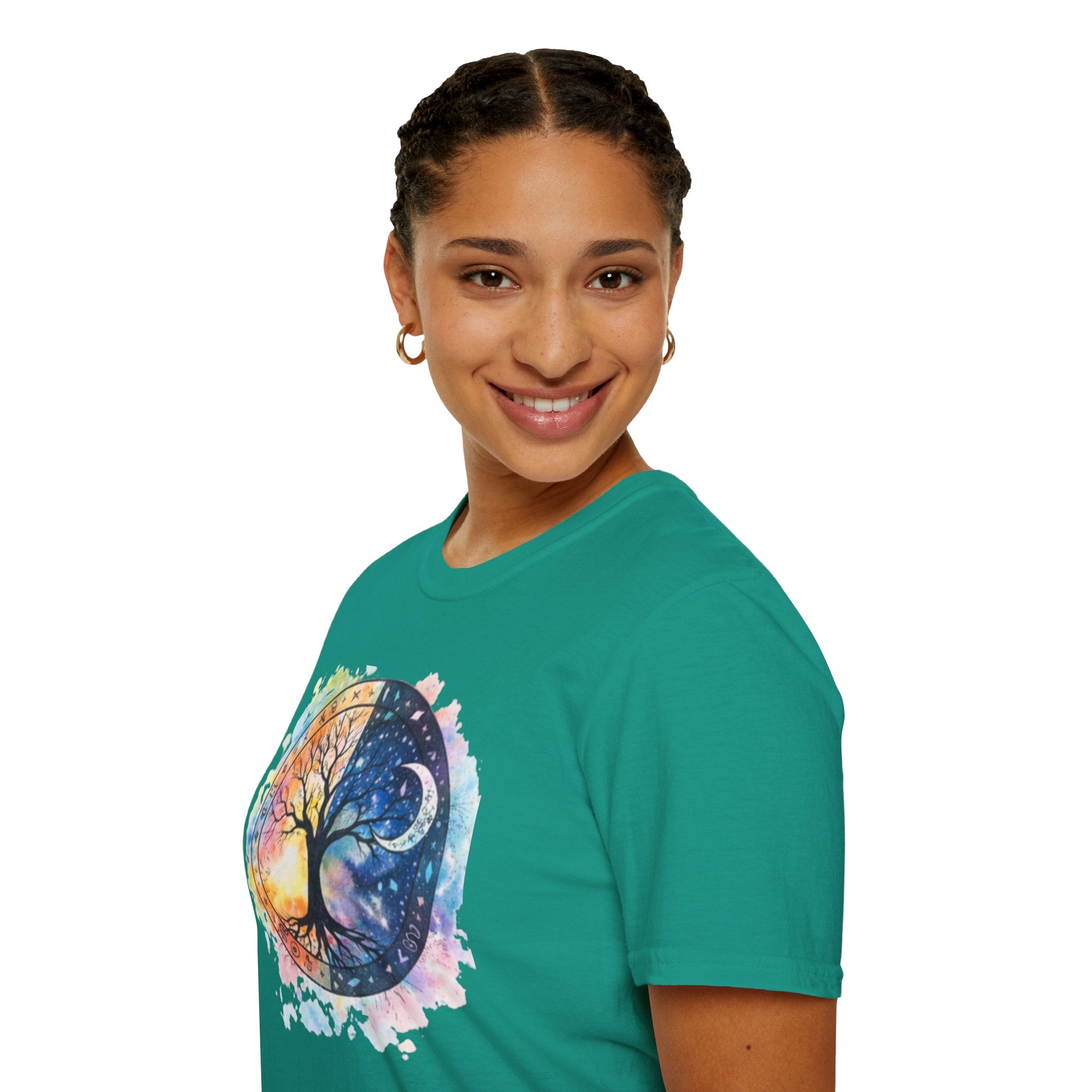 Tree of Life Yin Yang T-Shirt — Watercolor Sun & Moon Graphic Tee