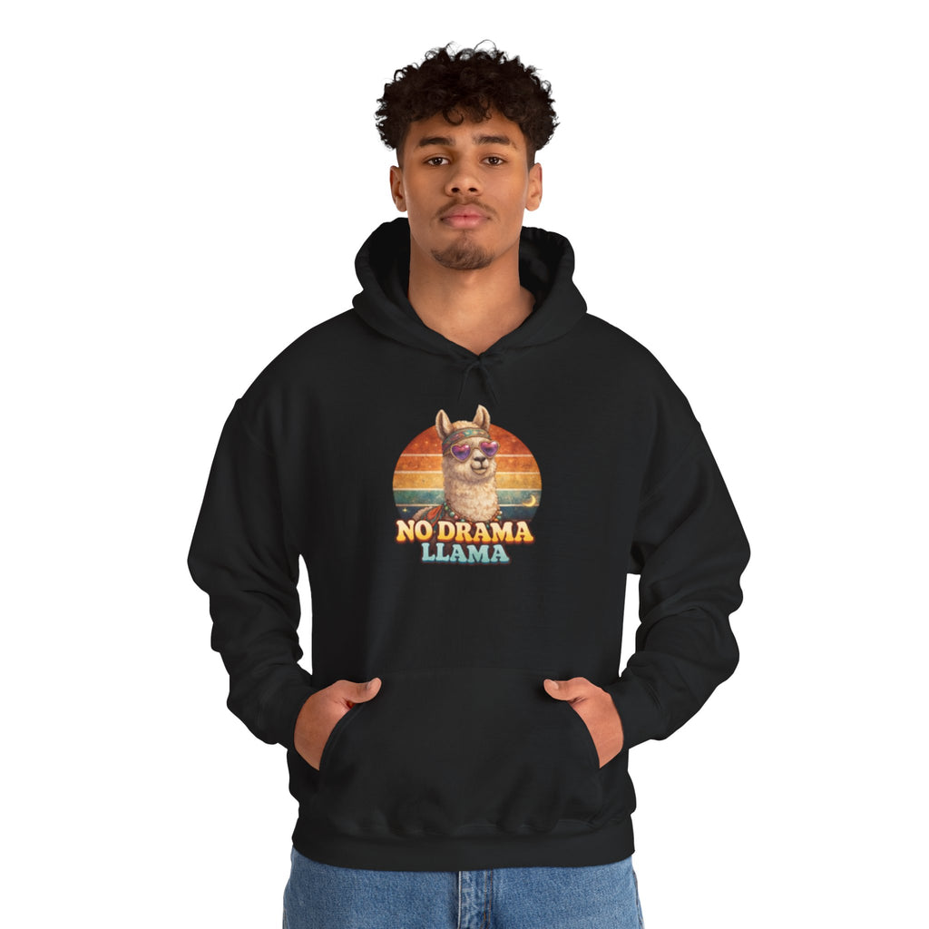 No Drama Llama Hoodie – Retro Sunset Graphic Pullover