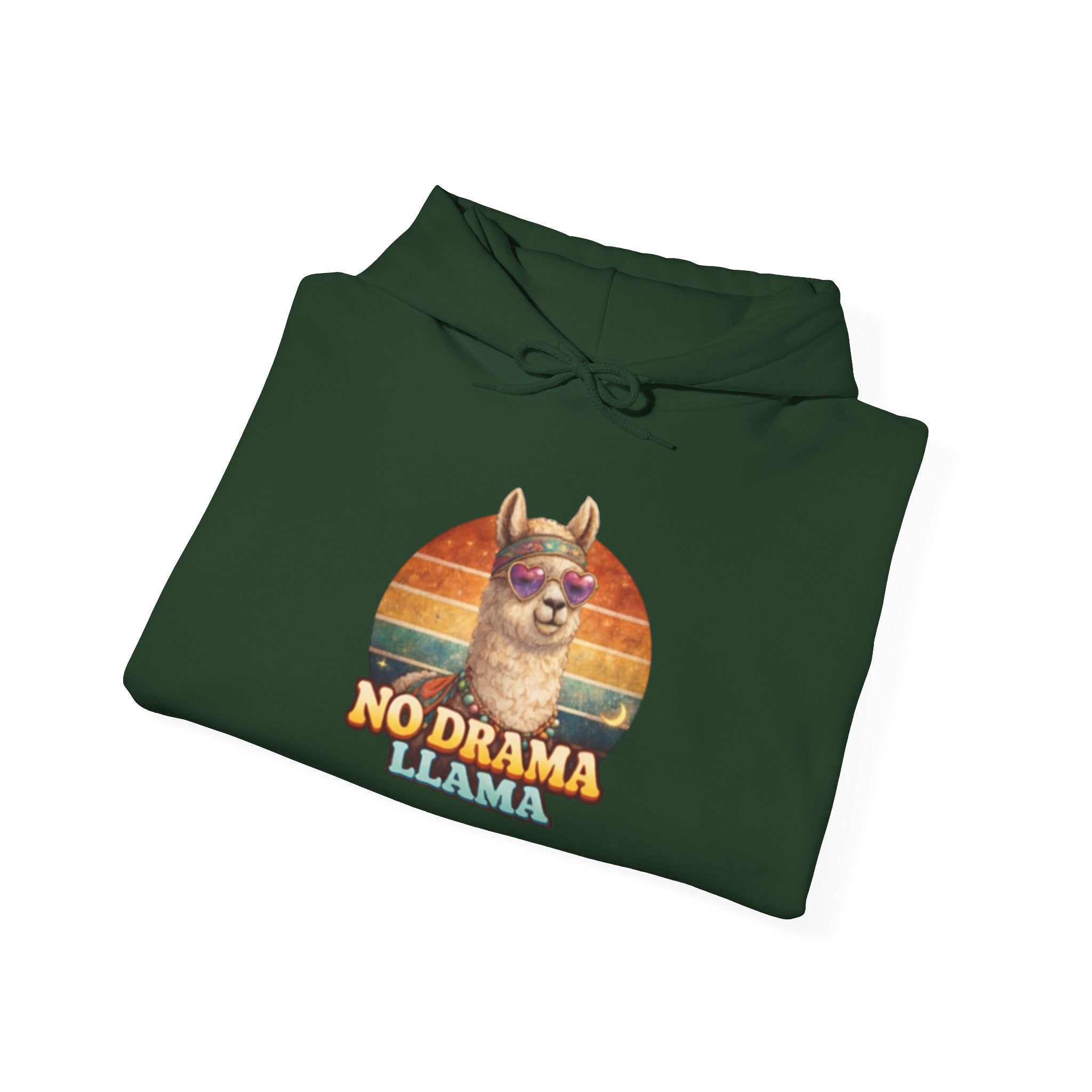 No Drama Llama Hoodie – Retro Sunset Graphic Pullover