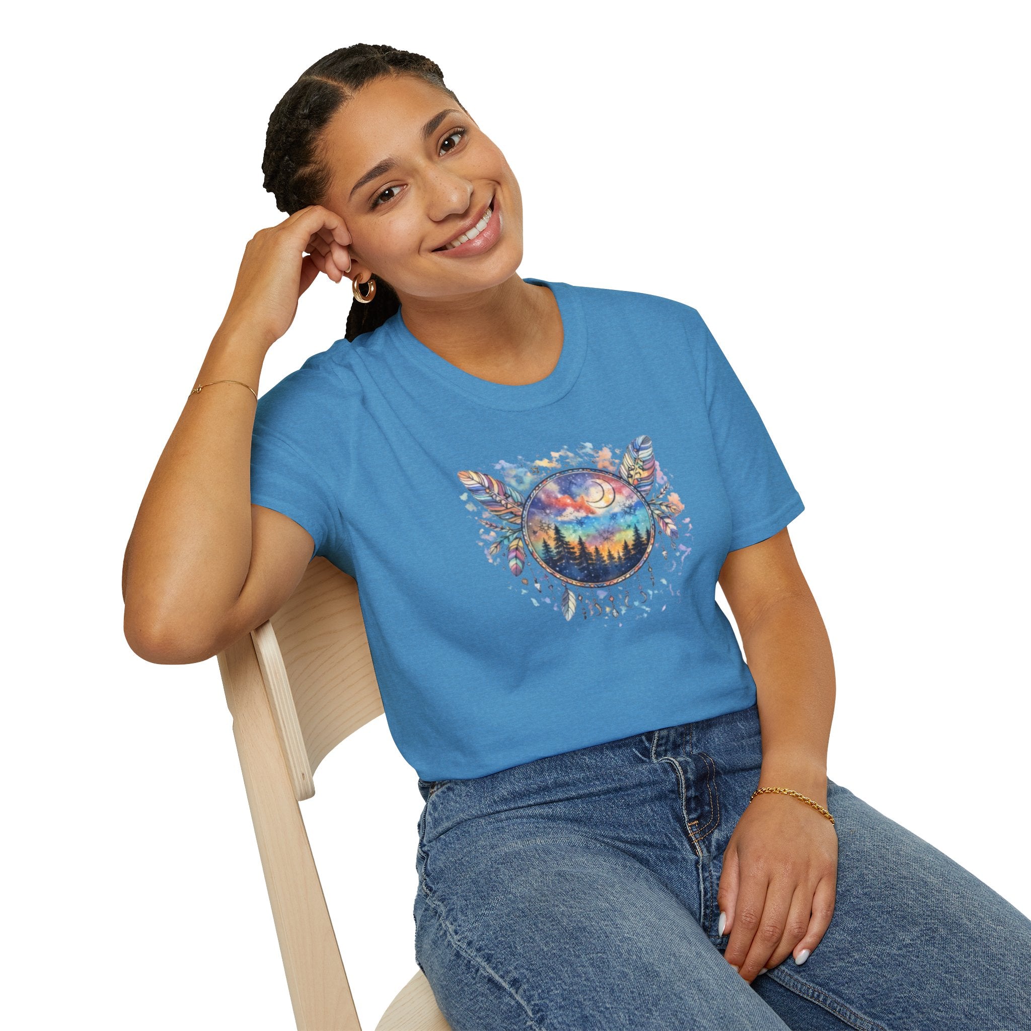 Watercolor Dreamcatcher Sunset T-Shirt — Boho Spiritual Tee