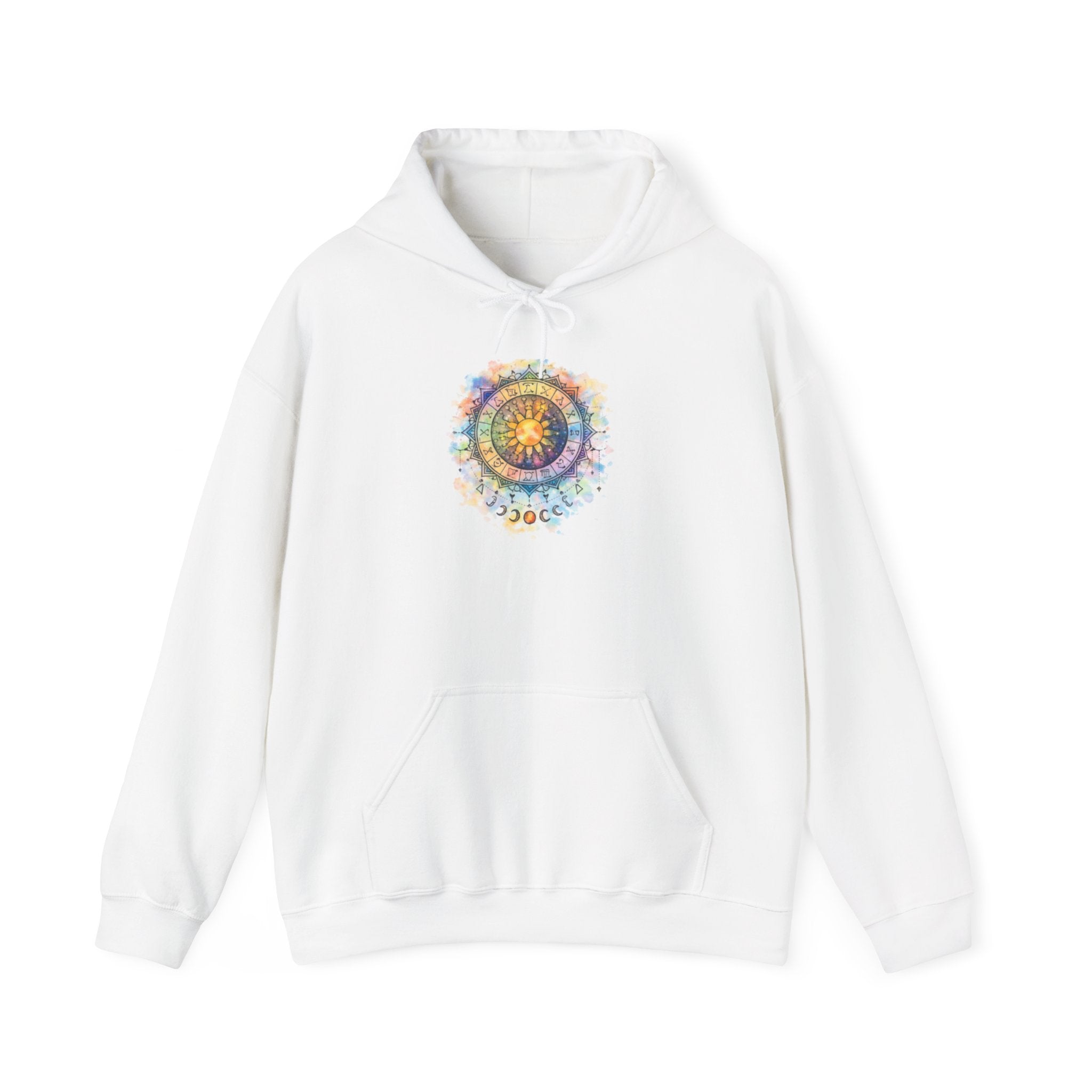Astrology Compass Hoodie — Boho Tie-Dye Mandala Graphic