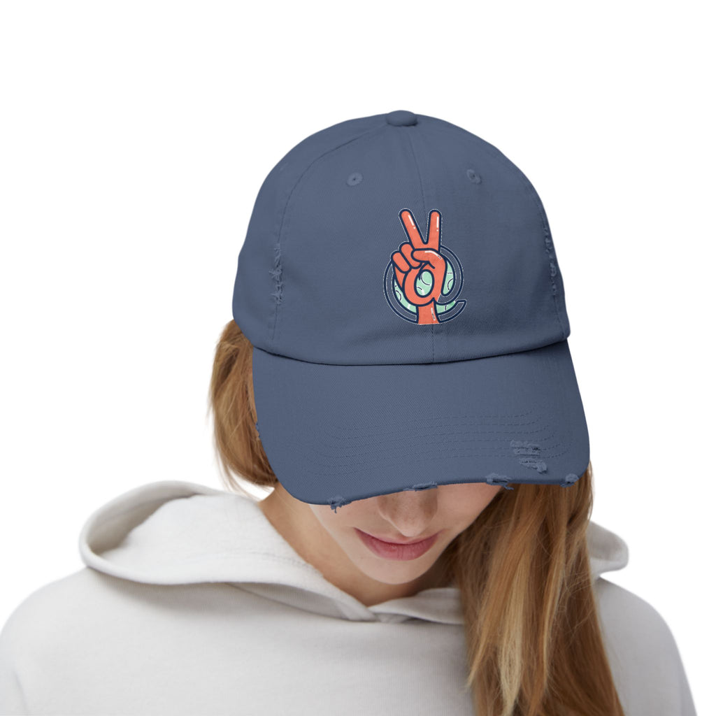 Peace Hand Distressed Cap — Vintage Peace Sign Baseball Hat