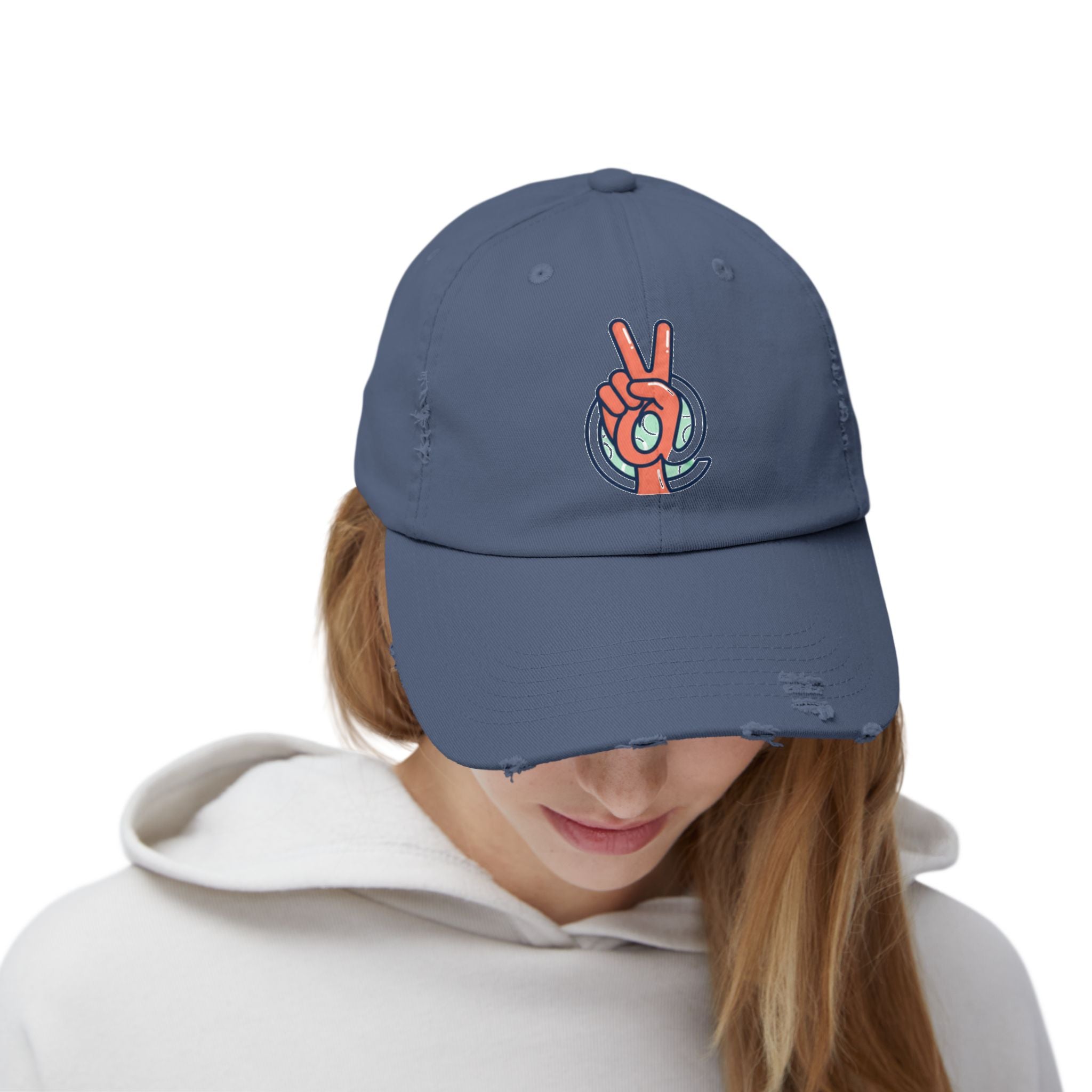 Peace Hand Distressed Cap — Vintage Peace Sign Baseball Hat