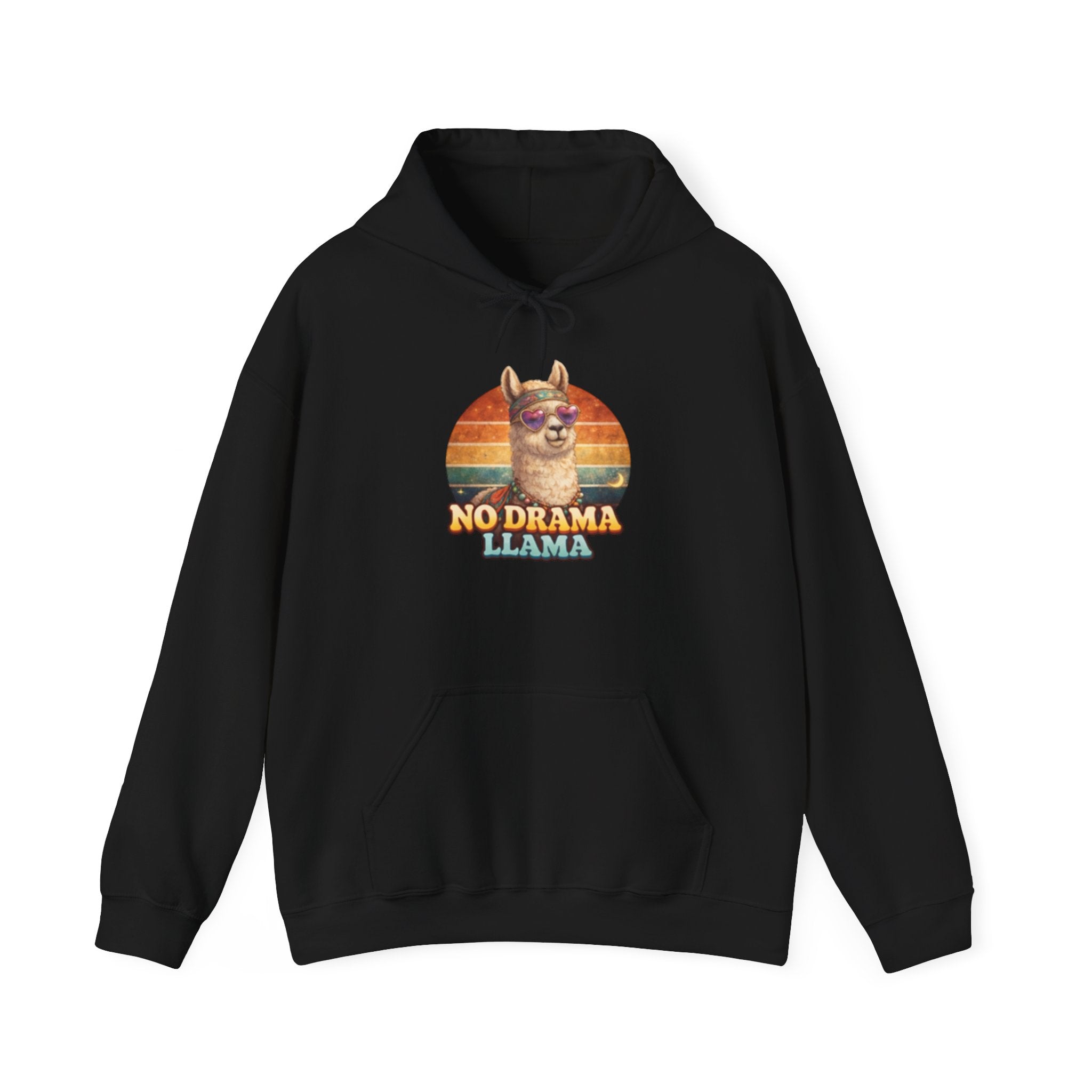 No Drama Llama Hoodie – Retro Sunset Graphic Pullover