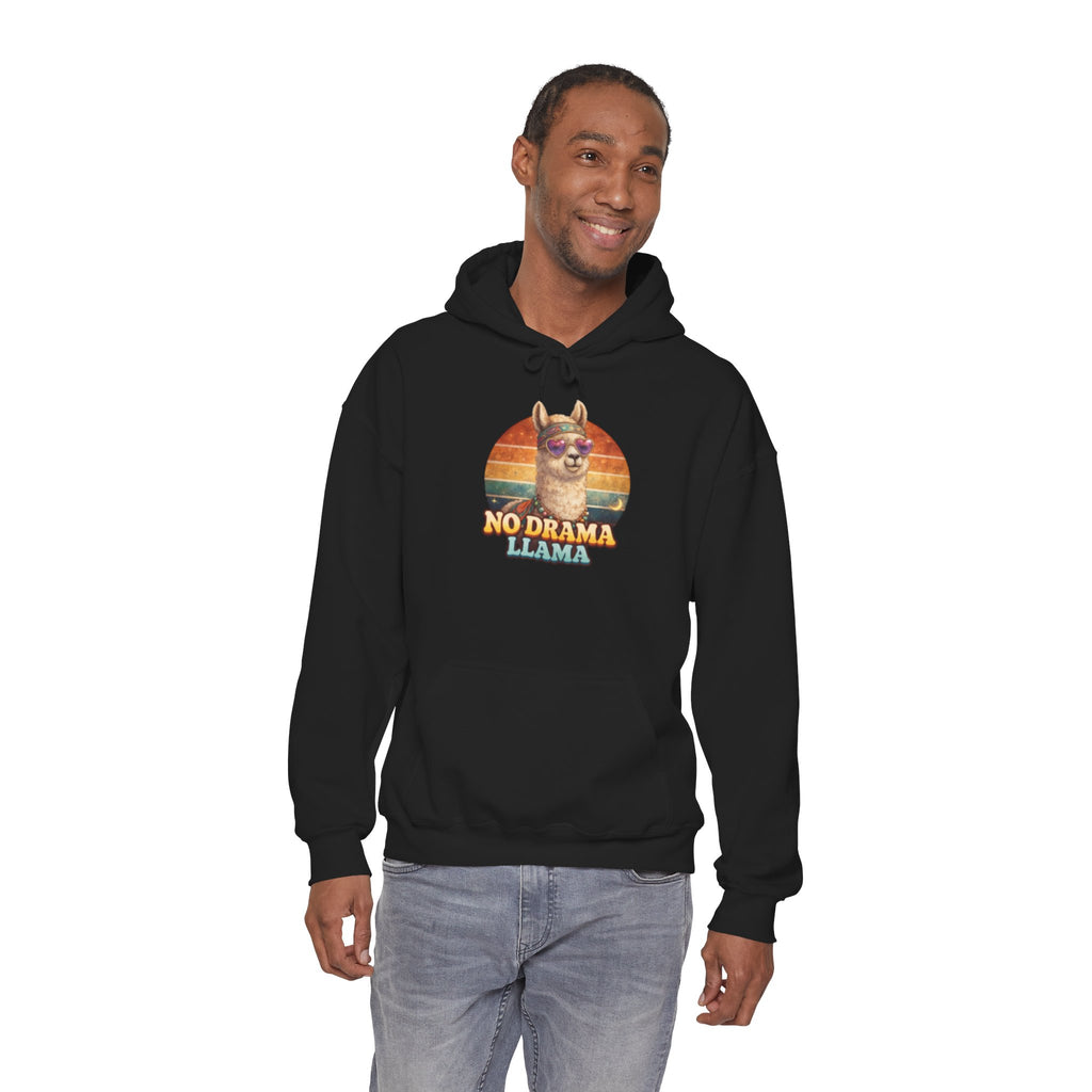 No Drama Llama Hoodie – Retro Sunset Graphic Pullover