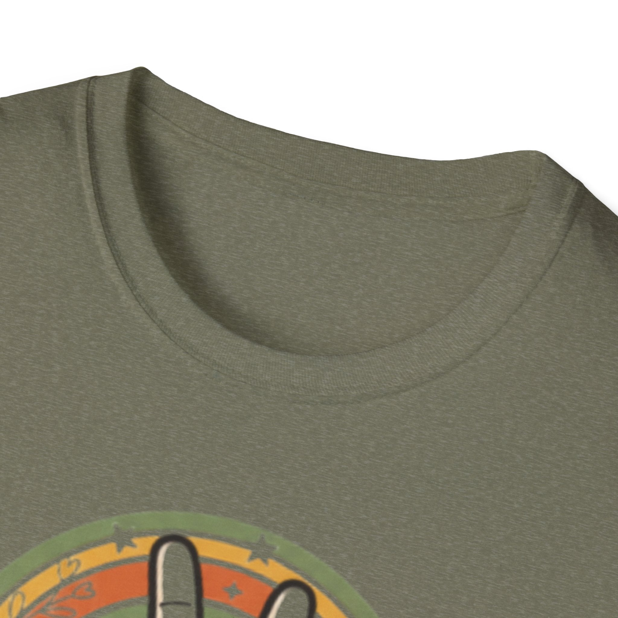 Peace Hand Sign T-Shirt | Retro Rainbow Circle, Vintage Hippie Vibe