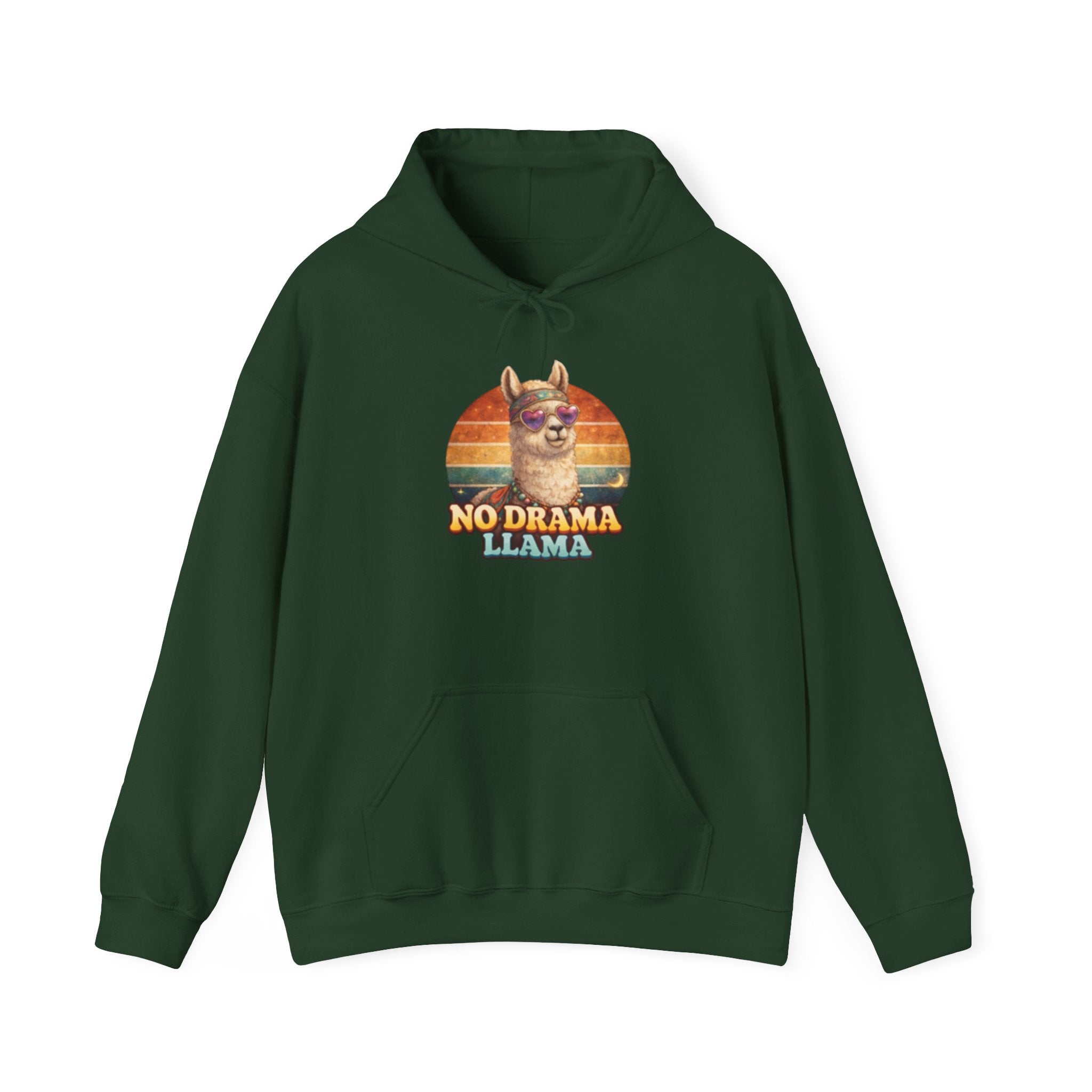 No Drama Llama Hoodie – Retro Sunset Graphic Pullover