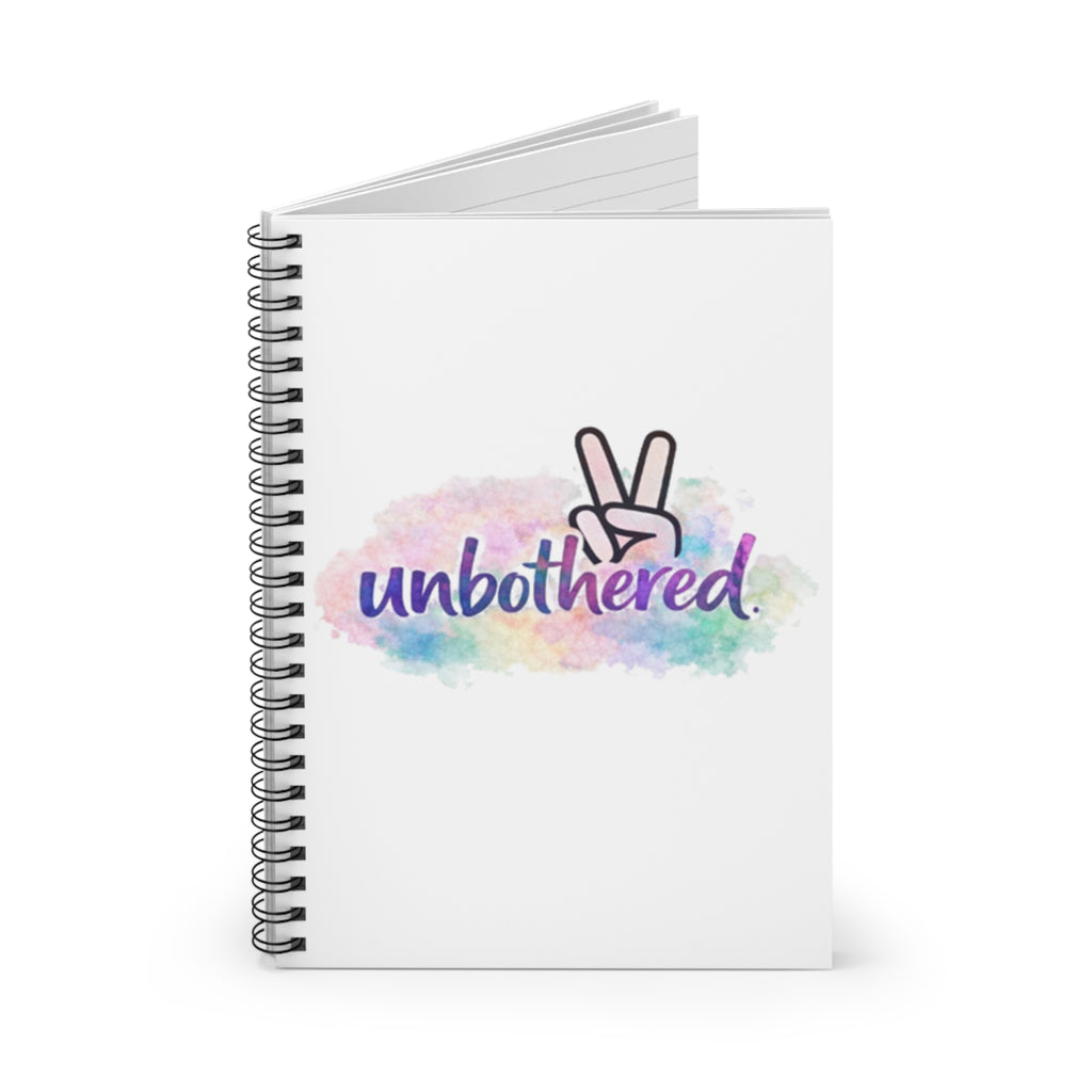 Unbothered Spiral Notebook — Peace Sign Watercolor Journal (Ruled)