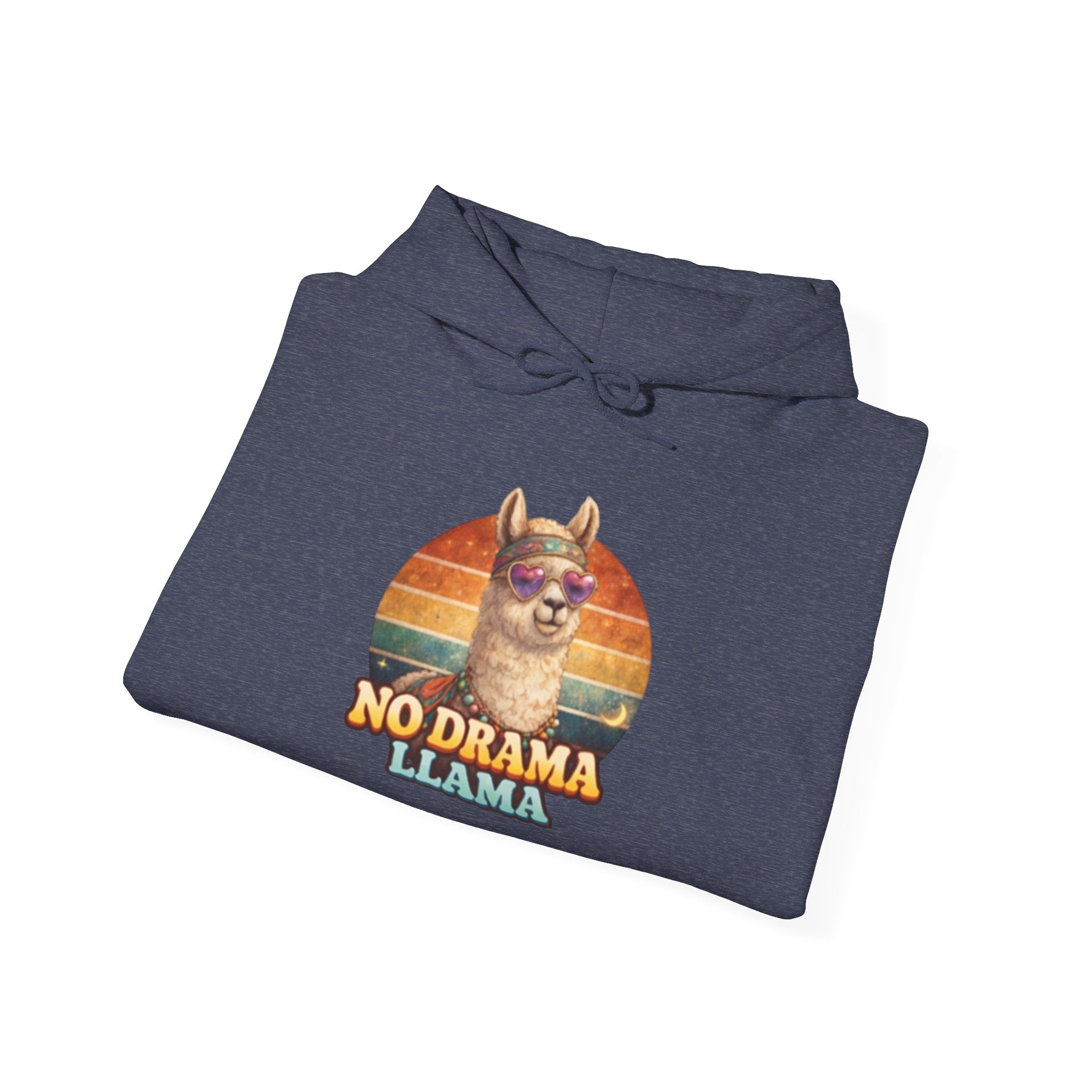 No Drama Llama Hoodie – Retro Sunset Graphic Pullover