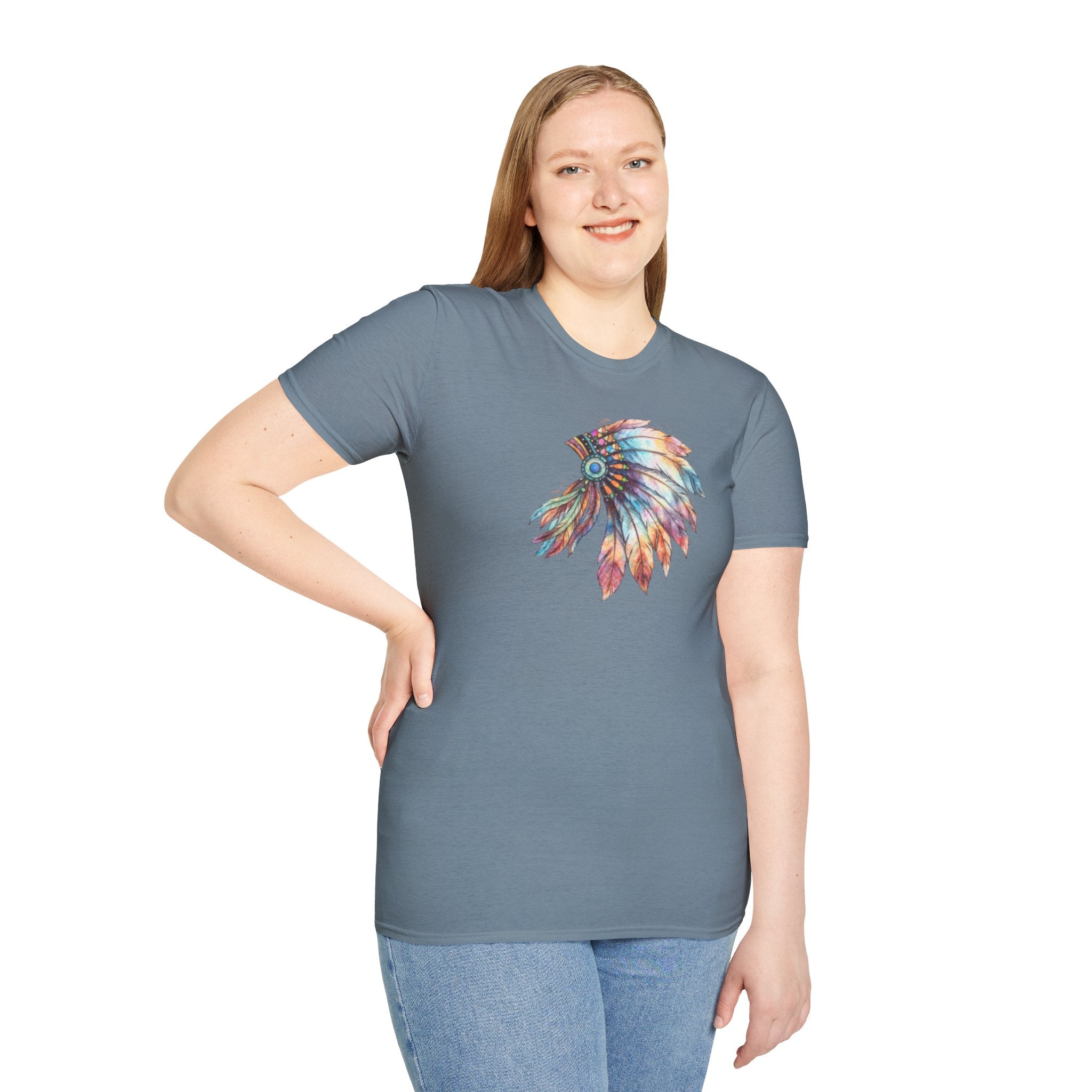 Native American Watercolor Headdress T-Shirt
