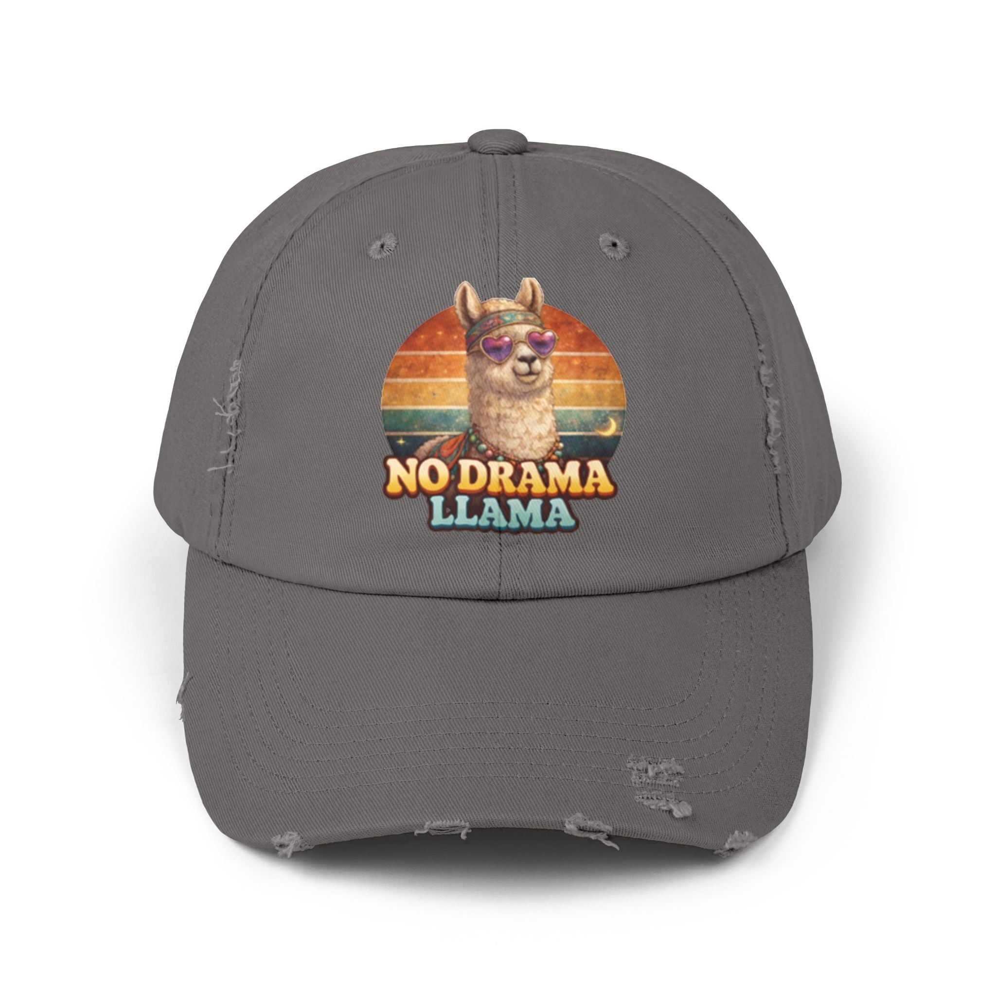 No Drama Llama Distressed Cap — Retro Llama Vintage Baseball Hat