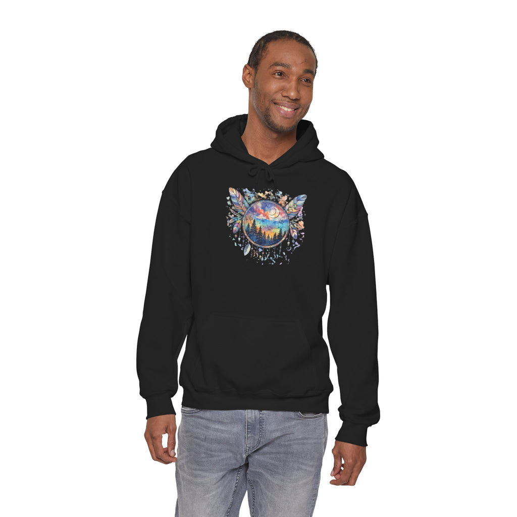 Nature Dreamcatcher Hoodie — Colorful Mountain Sunset Graphic