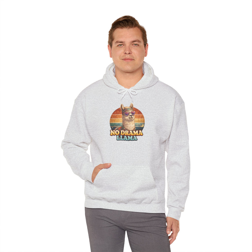 No Drama Llama Hoodie – Retro Sunset Graphic Pullover