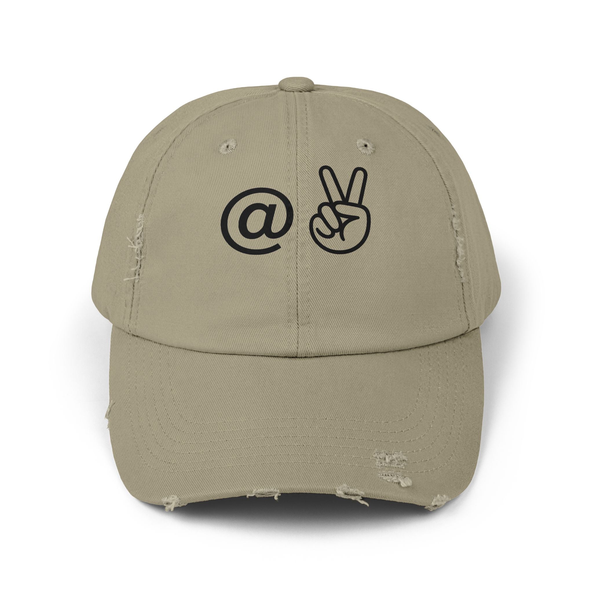 Distressed Embroidered "@ Peace" Cap