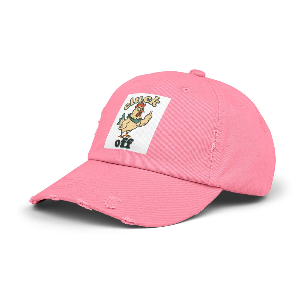 Cluck Off' Retro Rooster Distressed Hat